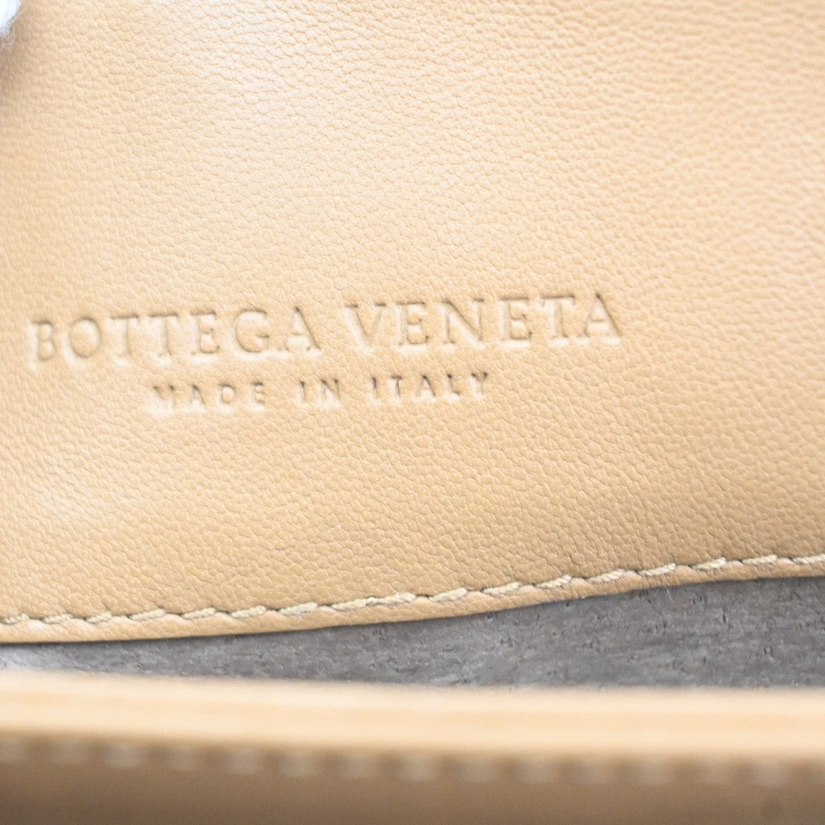 BOTTEGA VENETA Logo Intrecciato Chain Shoulder Bag Leather Beige Italy 26RL853