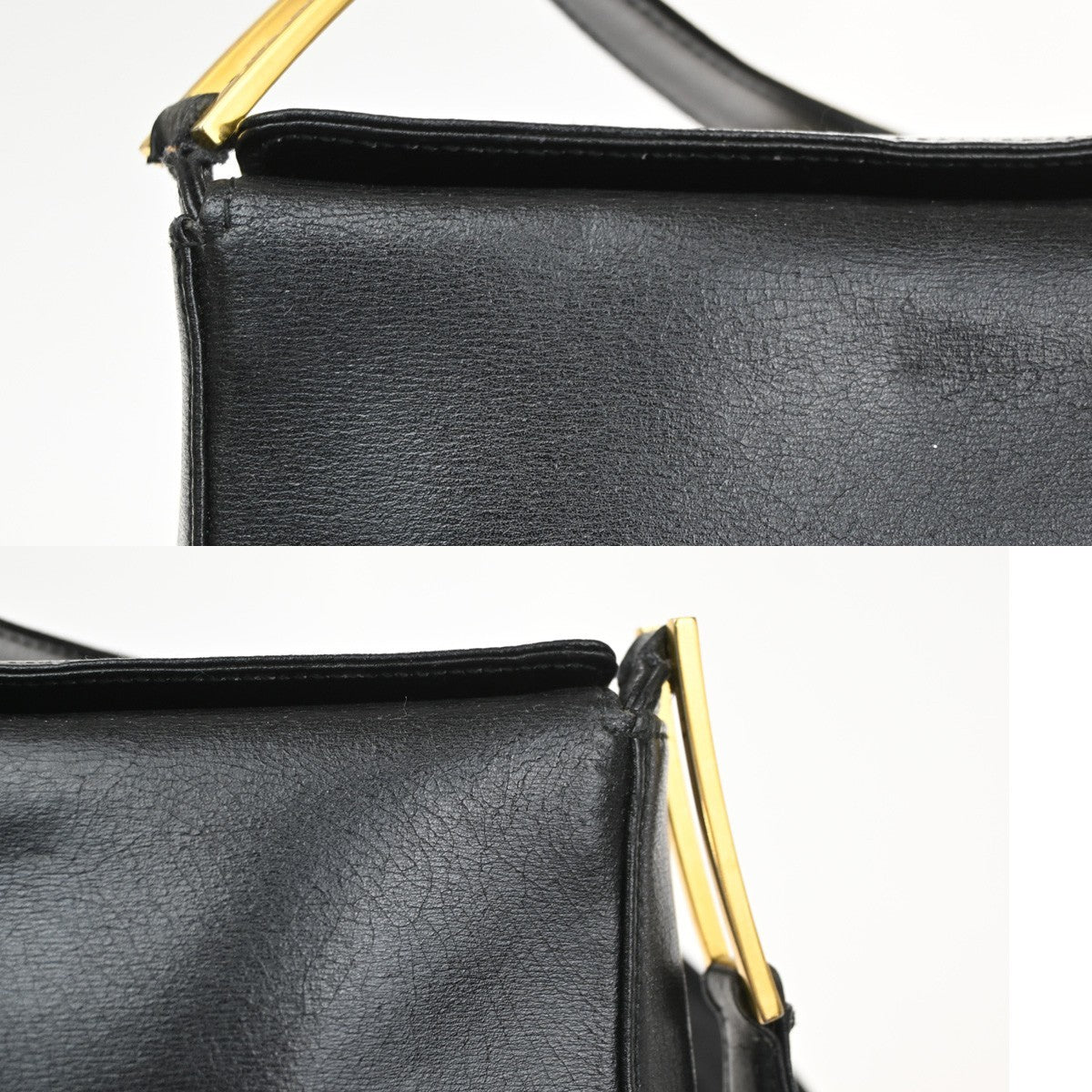 GIVENCHY Logo Shoulder Hand Bag Leather Black GHW Italy 07CA934
