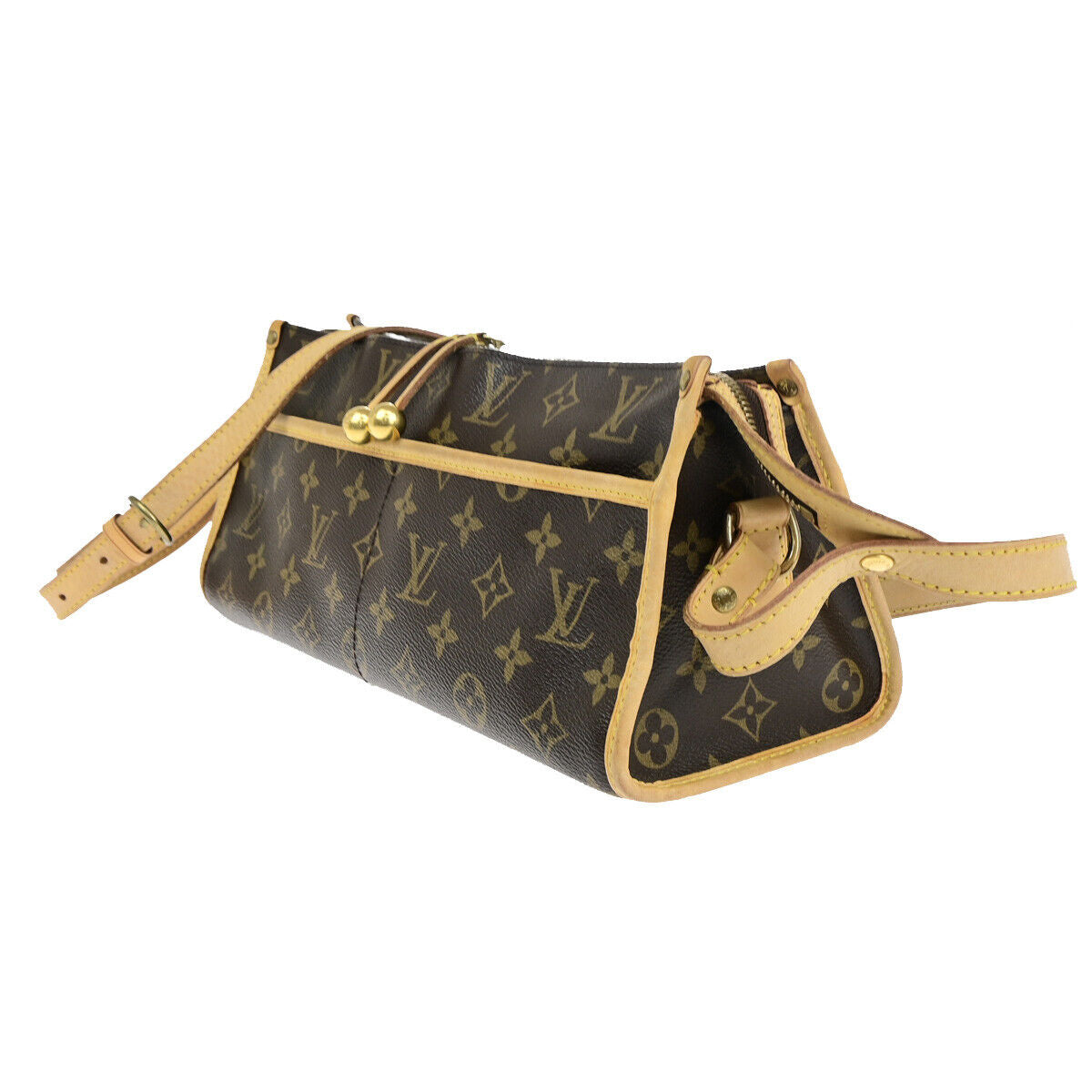 LOUIS VUITTON Popincourt Haut Shoulder Bag Monogram Leather Brown M40007 12SJ212