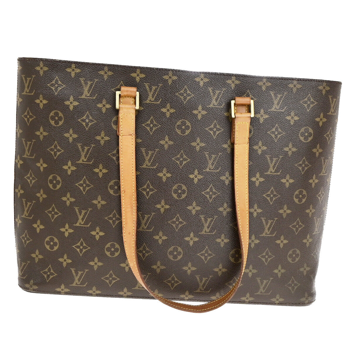 LOUIS VUITTON Logo Luco Shoulder Tote Bag Monogram Leather Brown M51155 87SJ459