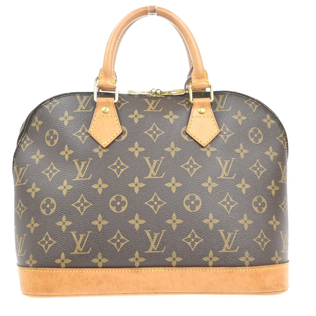 LOUIS VUITTON LV Logo Alma Hand Bag Monogram Leather Brown France M51130 76MA230