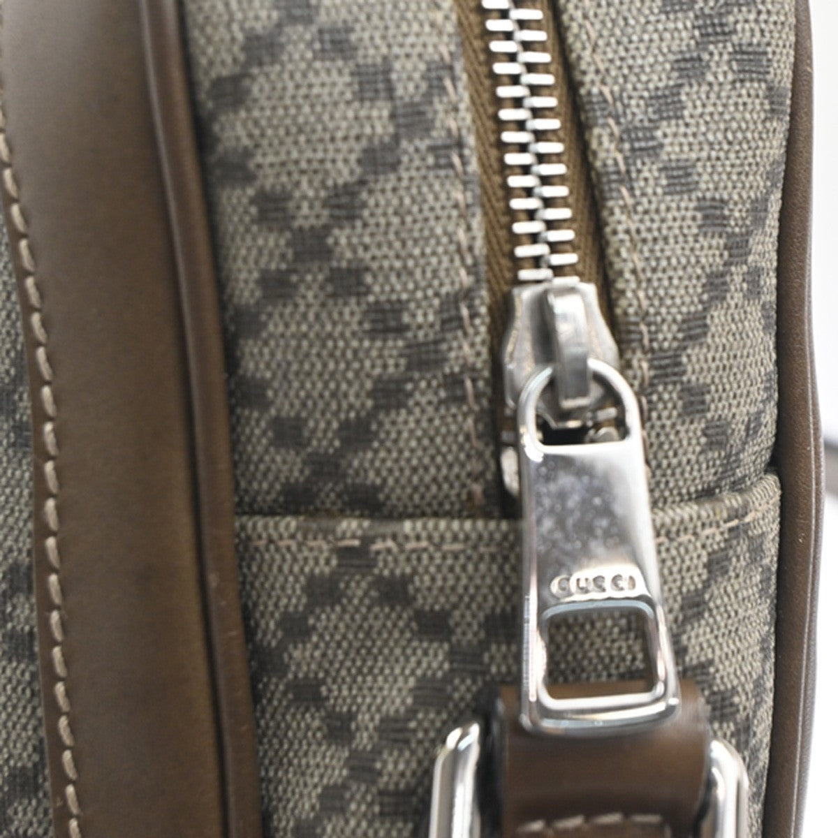 GUCCI Logo Diamante Crossbody Shoulder Bag PVC Leather Brown SHW 268159 82KP519