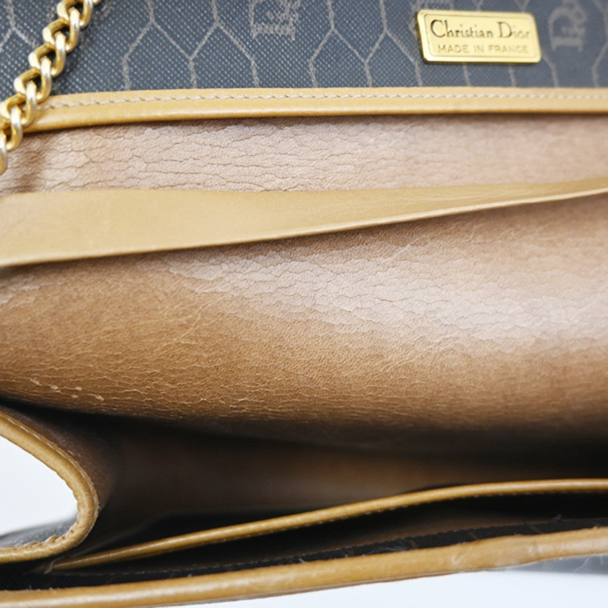 CHRISTIAN DIOR Logo Honeycomb 2Way Chain Shoulder Bag PVC Leather BN GHW 69KC690