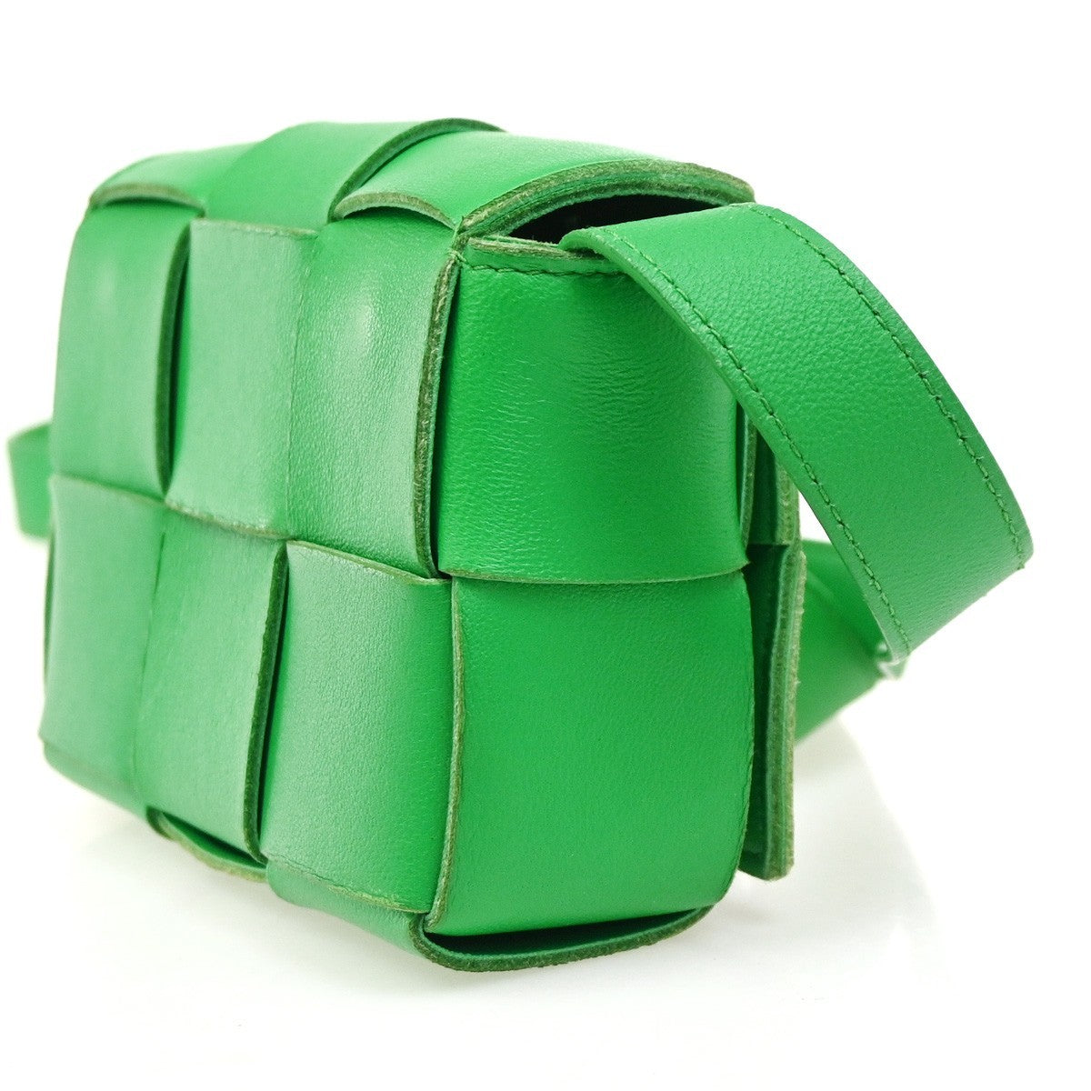 BOTTEGA VENETA Cassette Intrecciato Shoulder Bag Leather Green Parakeet 14ZA101