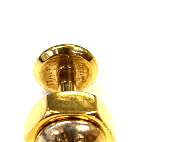 LOUIS VUITTON Cufflinks Bouton Set Case Damier Ebene Gold Italy M61030 61KC477