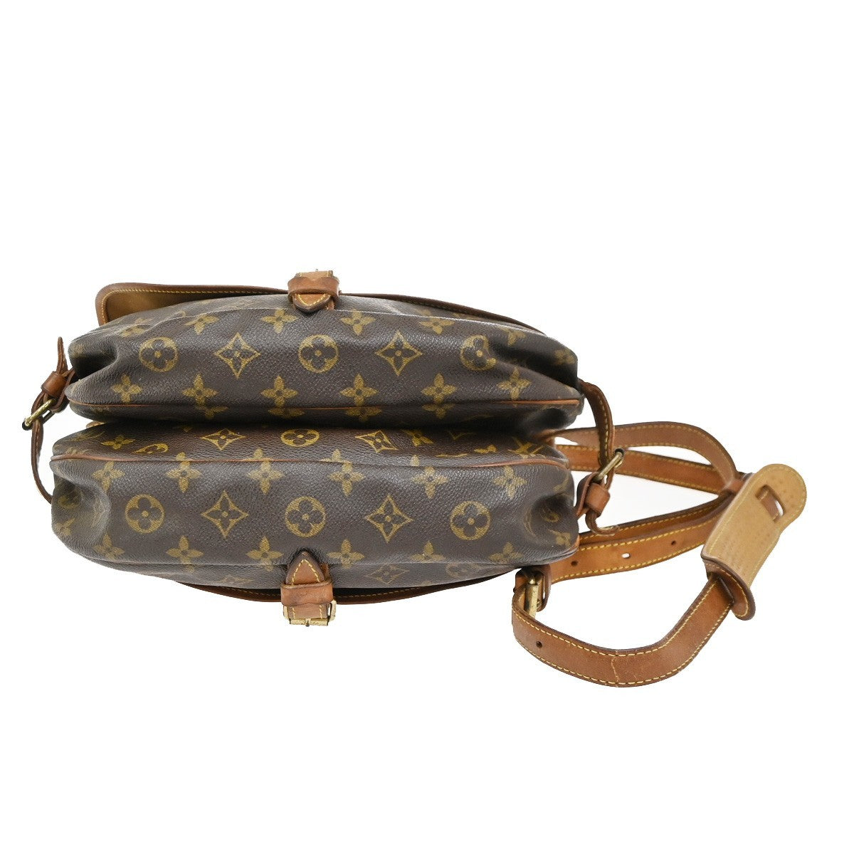 LOUIS VUITTON Logo Saumur 30 Shoulder Bag Monogram Leather Brown M42256 35ZA261