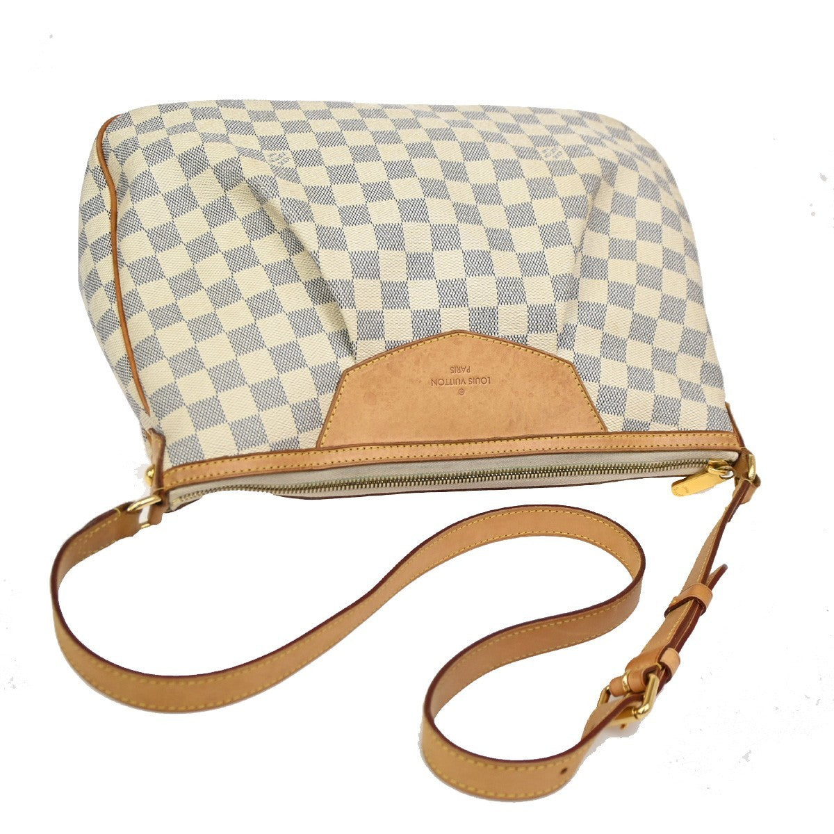 LOUIS VUITTON Siracusa MM Shoulder Bag Damier Azur Leather White N41112 95KB763