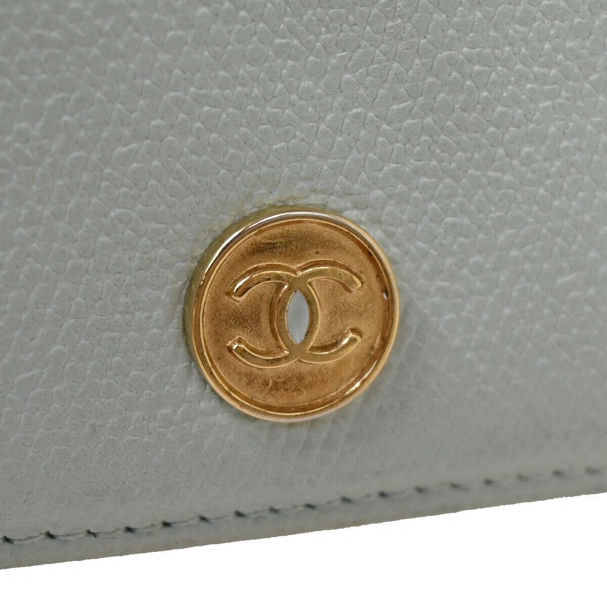 CHANEL CC Logo Long Bifold Wallet Purse Leather Light Blue Gold Italy 05GA676