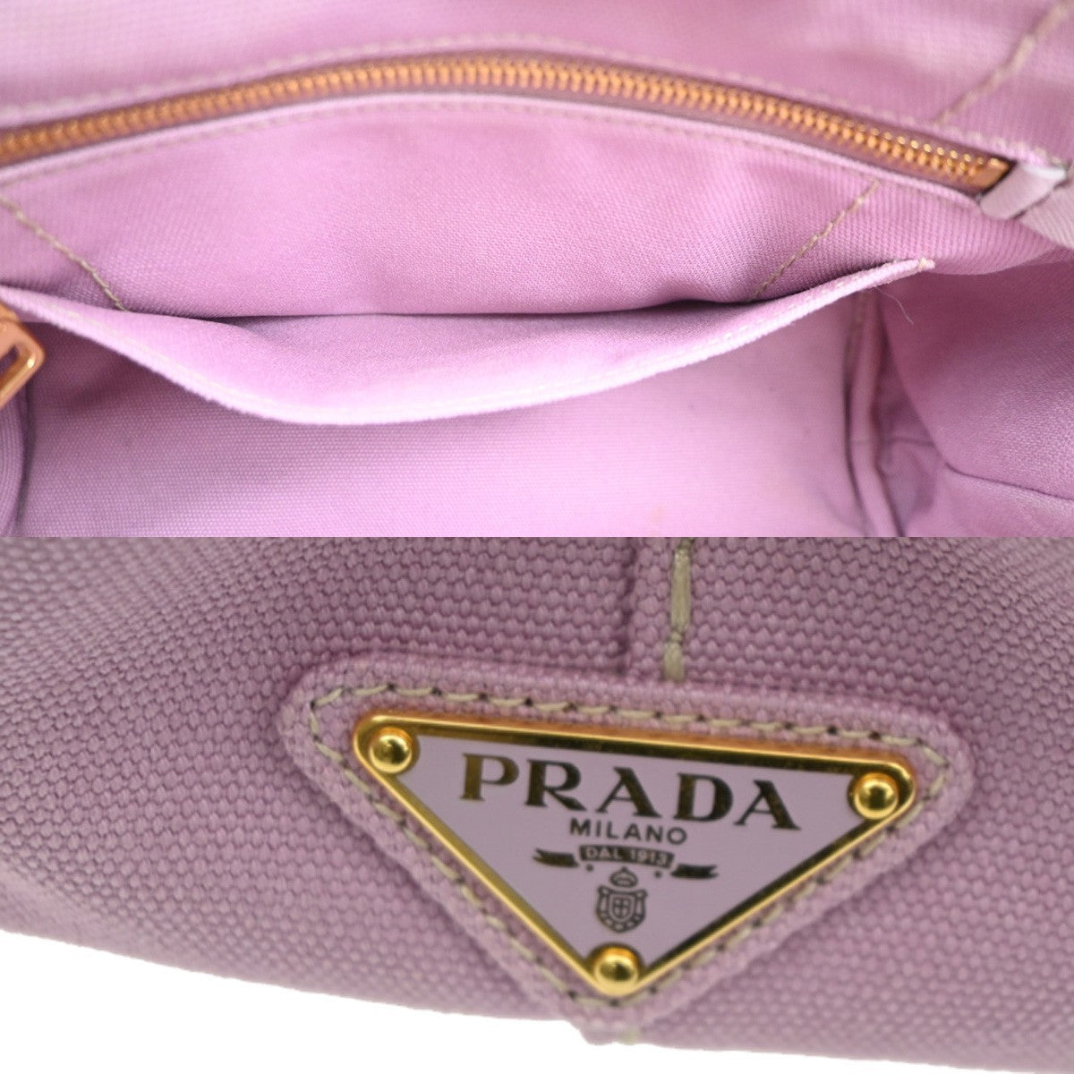 PRADA Logo CANAPA  Hand Tote Bag Canvas Lether Pink GHW Italy 76MA012
