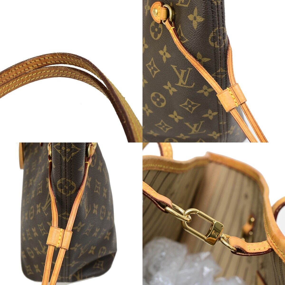 LOUIS VUITTON Neverfull MM Shoulder Tote Bag Monogram Leather BN M40156 91FA728