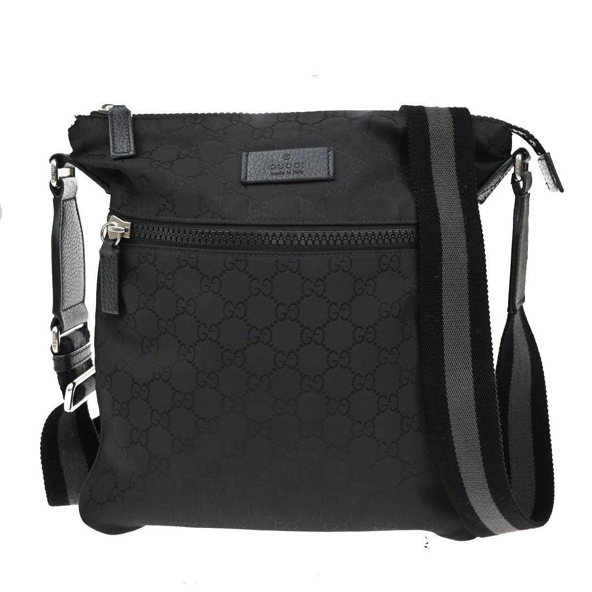 GUCCI GG Pattern Crossbody Shoulder Bag Canvas Leather Black Italy 31KB394