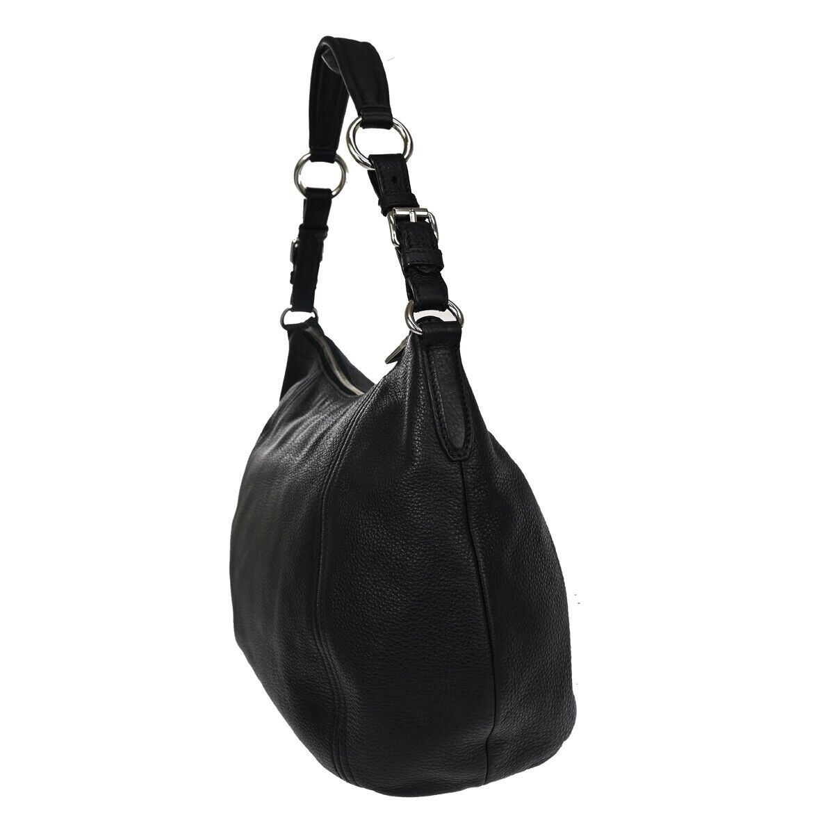 PRADA MILANO Logo Shoulder Bag Vitello Phenix Leather Nero Black SHW 53RH799