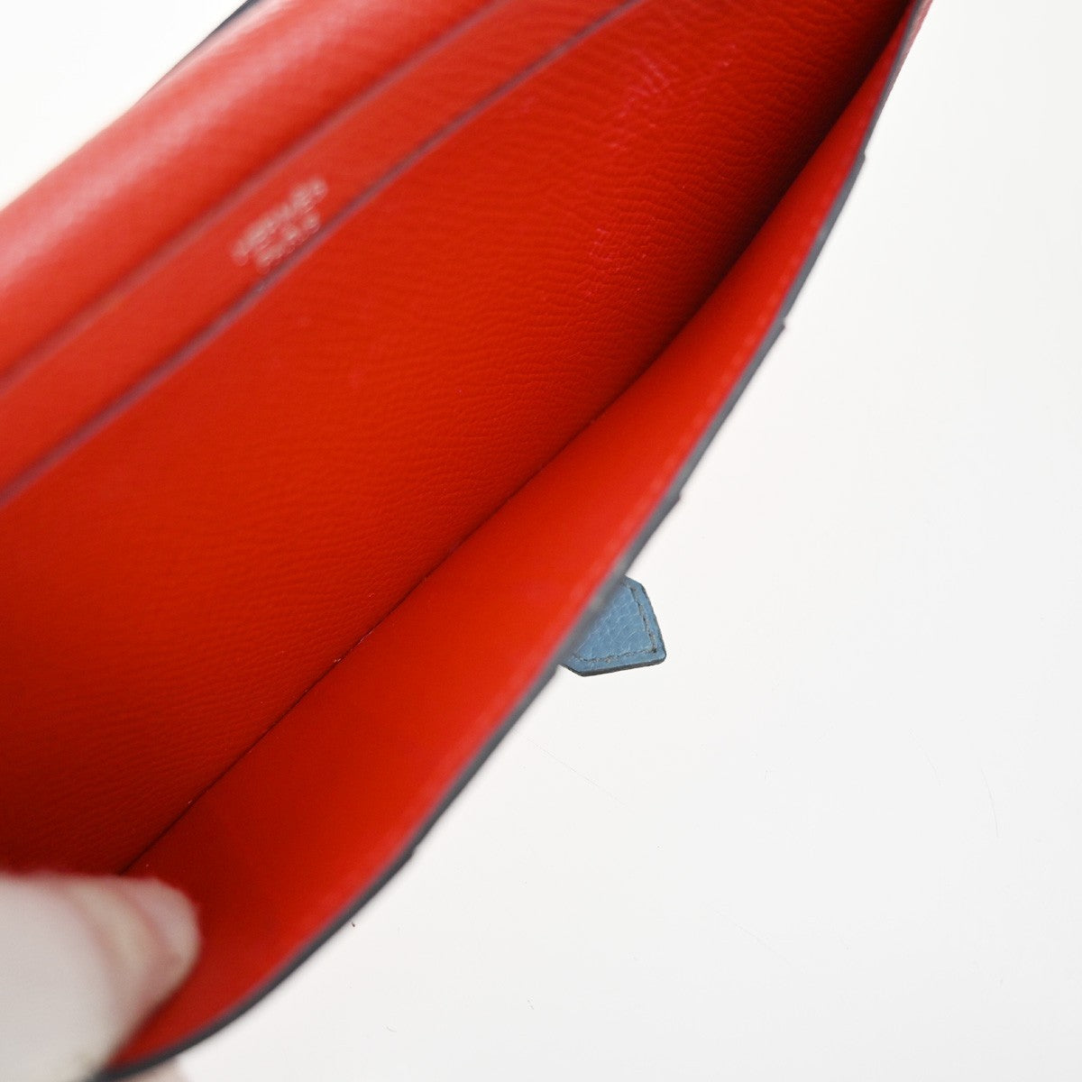 HERMES H Logo Bearn Long Bifold Wallet Leather Blue Red GHW France 32EF997