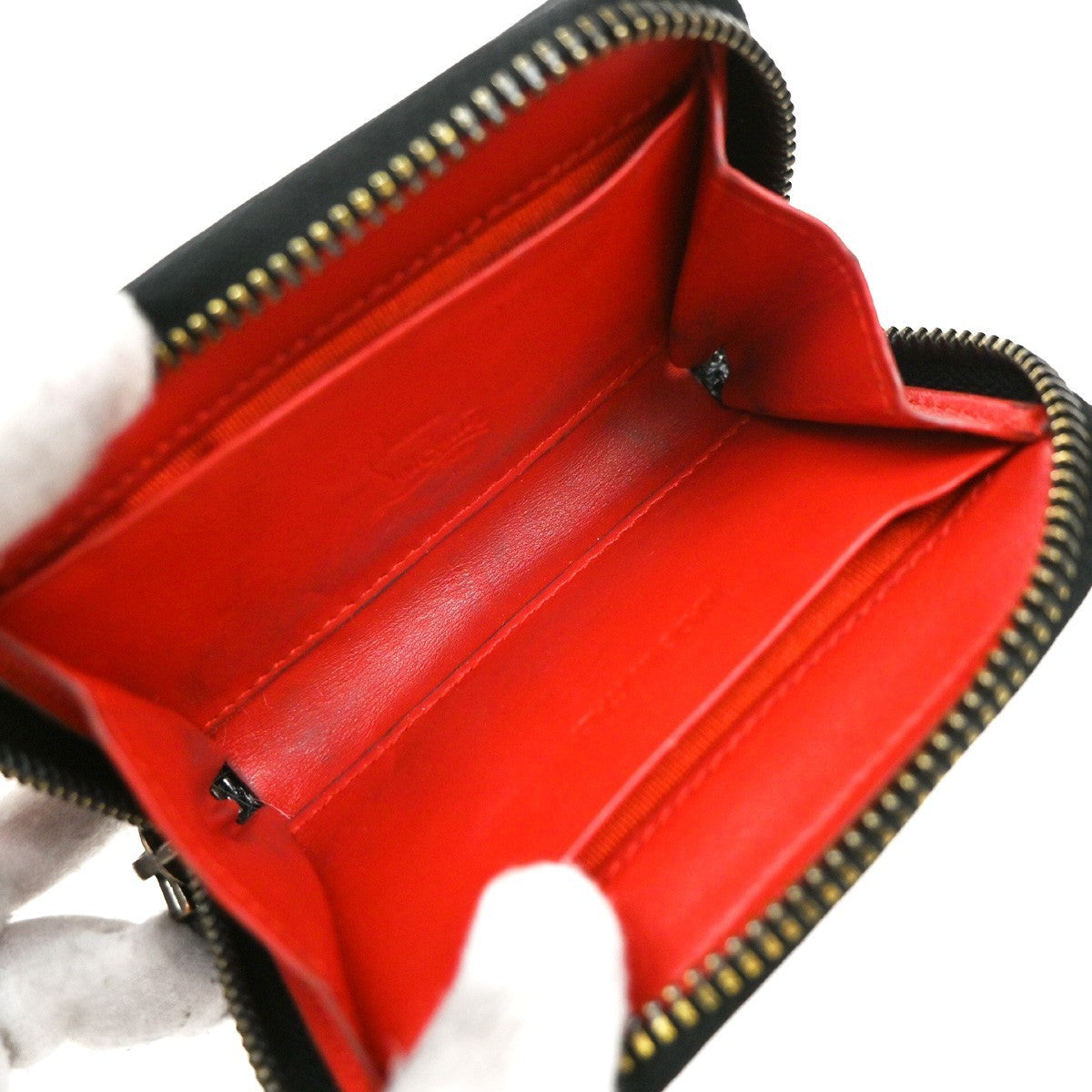 CHRISTIAN LOUBOUTIN Panettone Coin Case Compact Wallet Leather Black 69EG191