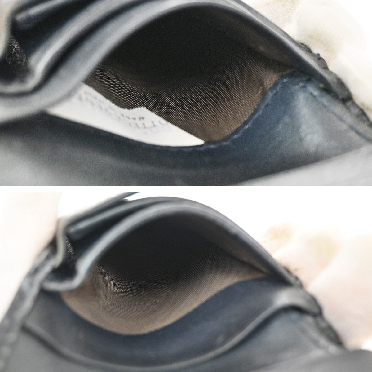 BOTTEGA VENETA Logo Intrecciato Bifold Compact Wallet Leather Navy Blue 07EE239