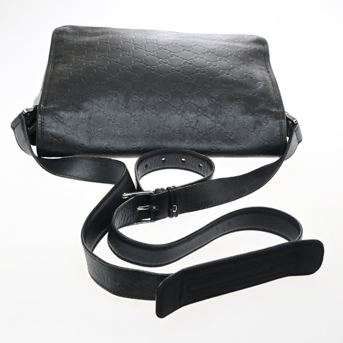 GUCCI GG Pattern Guccissima Shoulder Bag Embossing Leather Black Italy 62SA167