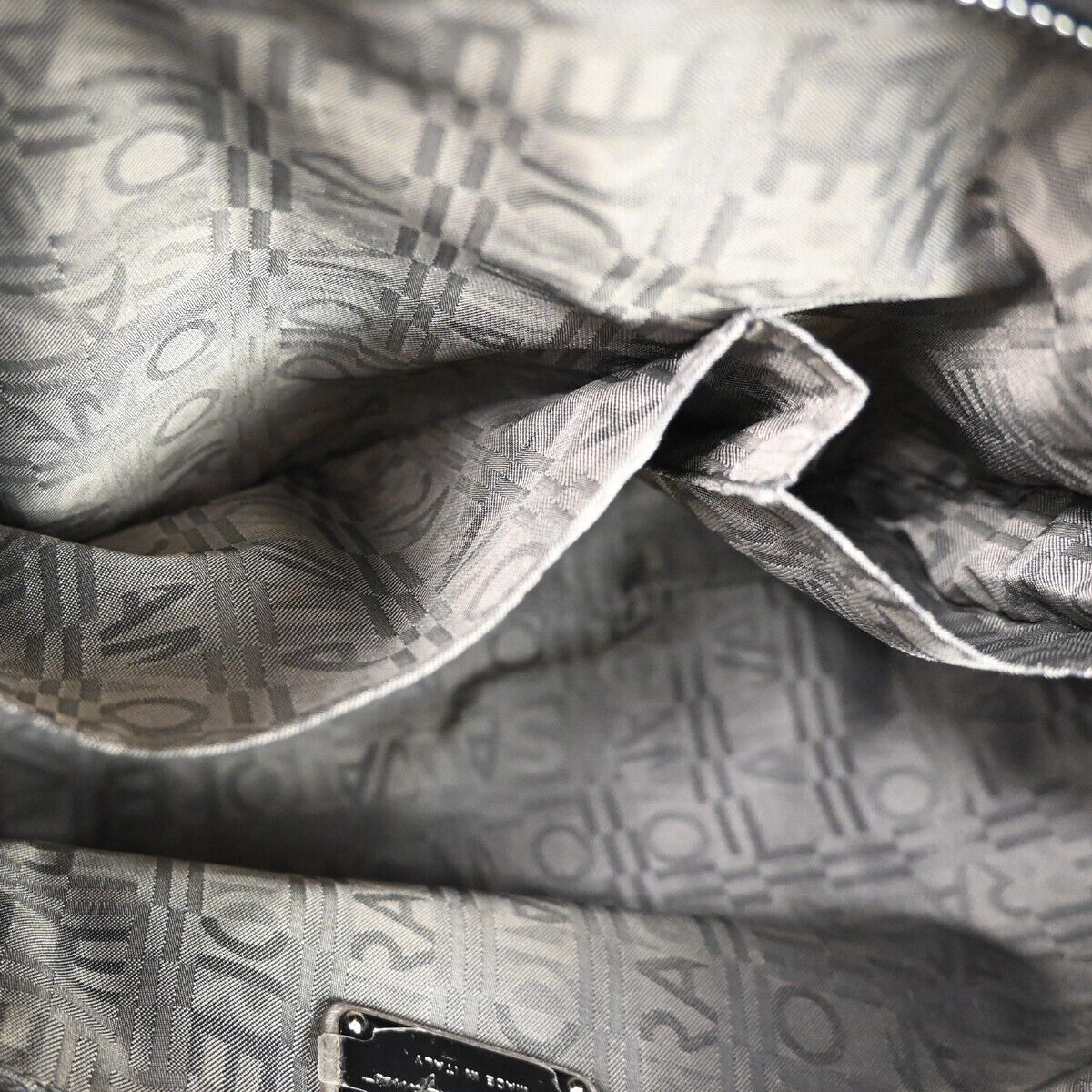 SALVATORE FERRAGAMO Logo Marisa Gancini Shoulder Bag Leather Gray Italy 66FA048