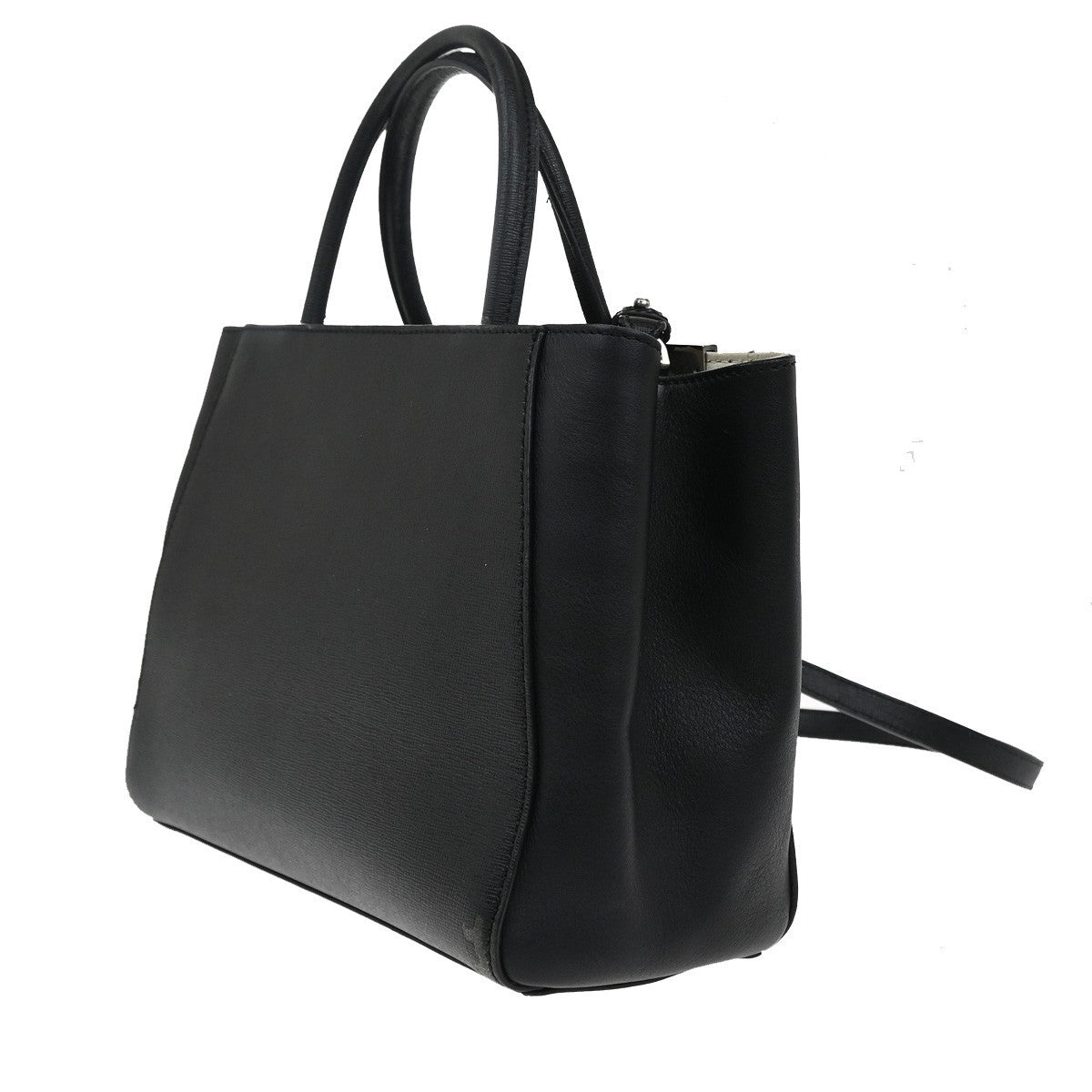 FENDI Logo Petit 2Jours 2Way Hand Bag Leather Monster Charm Black SHW 31YH824