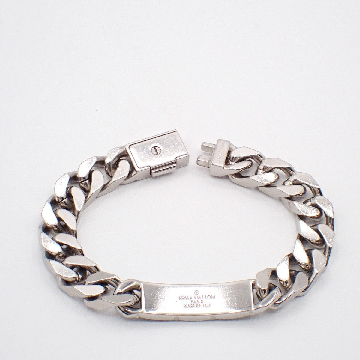 LOUIS VUITTON Logo Monogram Chain Bracelet  Silver Italy M00270 85RL711