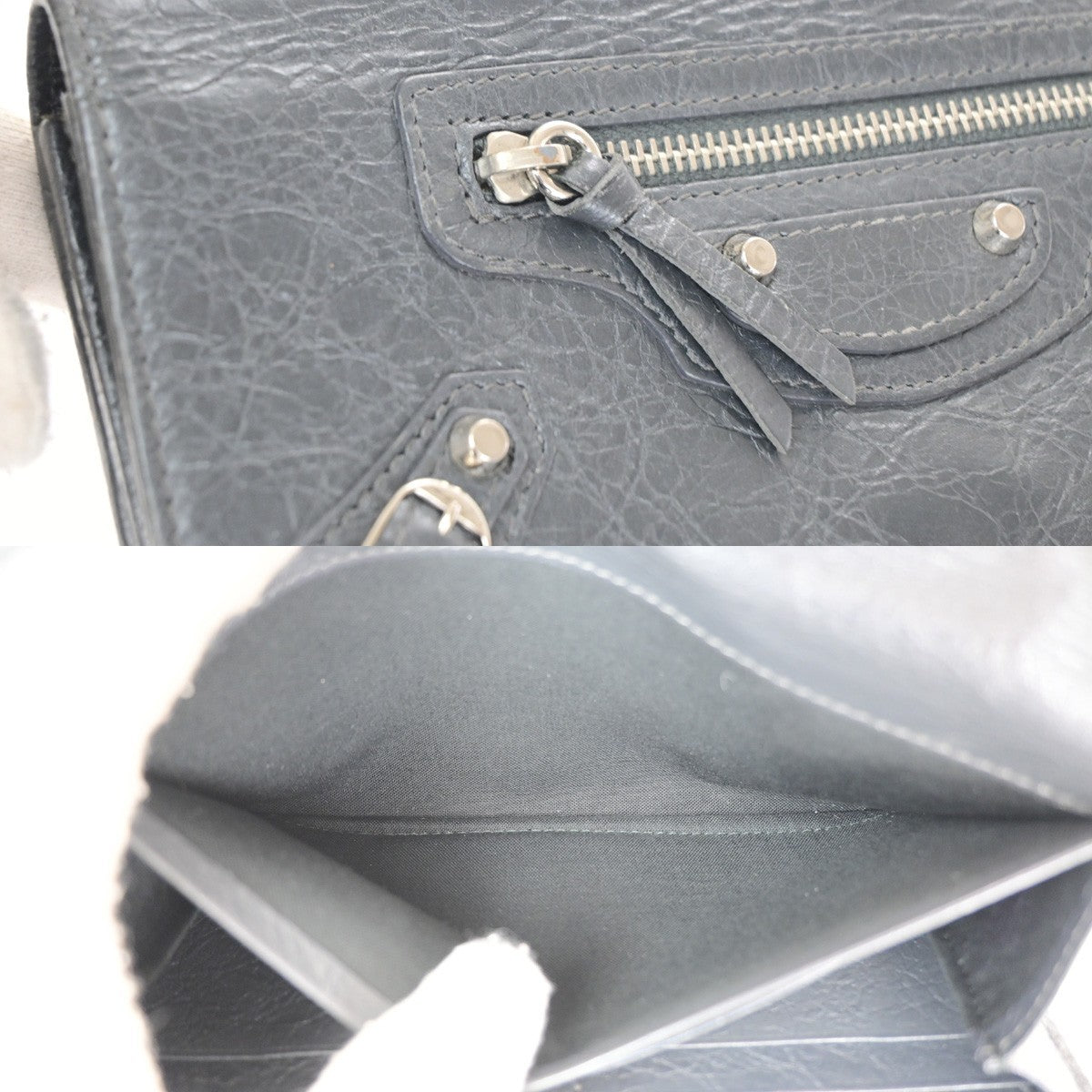 BALENCIAGA Logo Classic Money Long Wallet Purse Leather Black SHW 62CB073