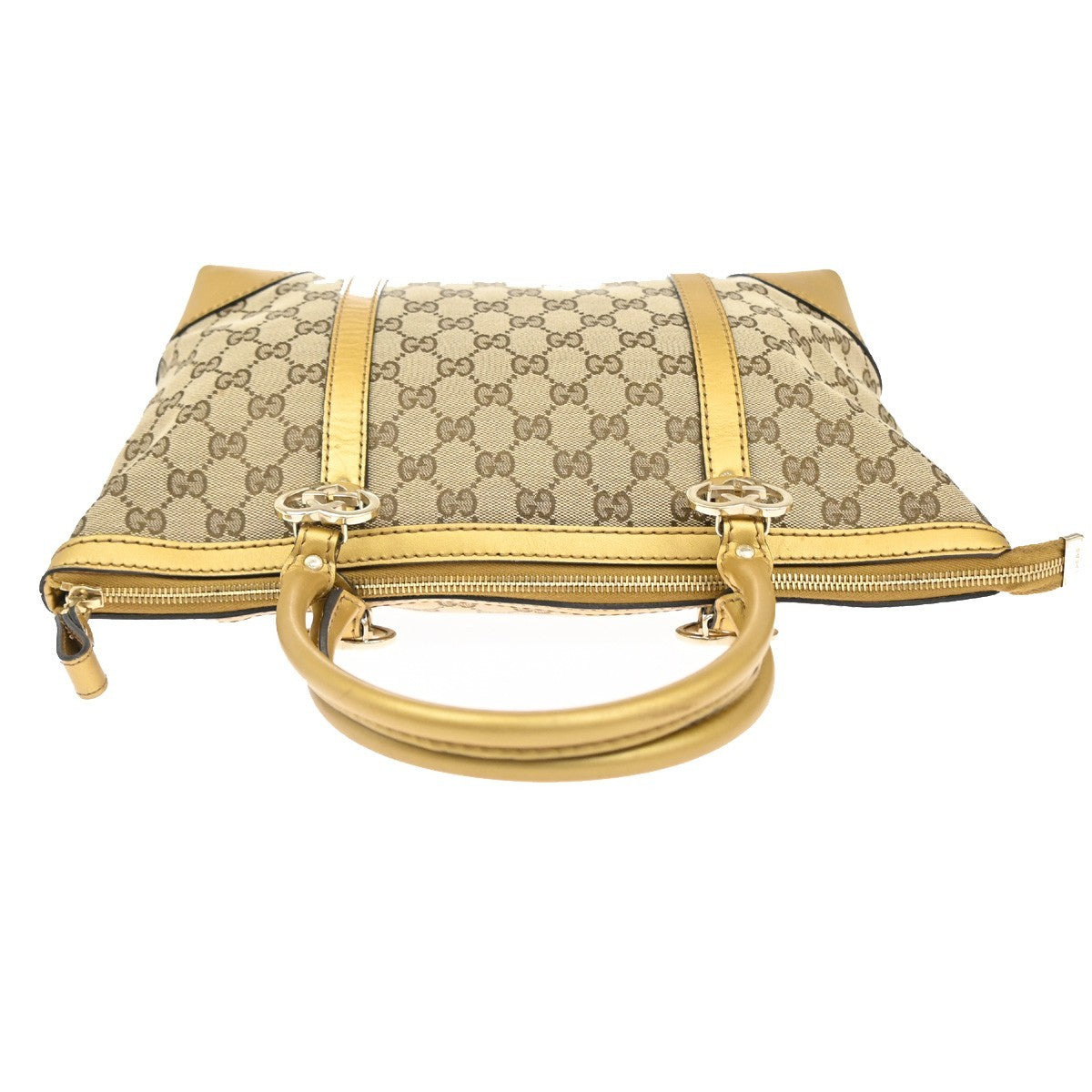 GUCCI GG Pattern Hand Bag Canvas Leather Heart-Shaped GG Charms Italy 39CA073