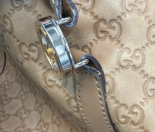 GUCCI Logo Twins Guccissima Shoulder Tote Bag Leather Brown Italy 80YJ201