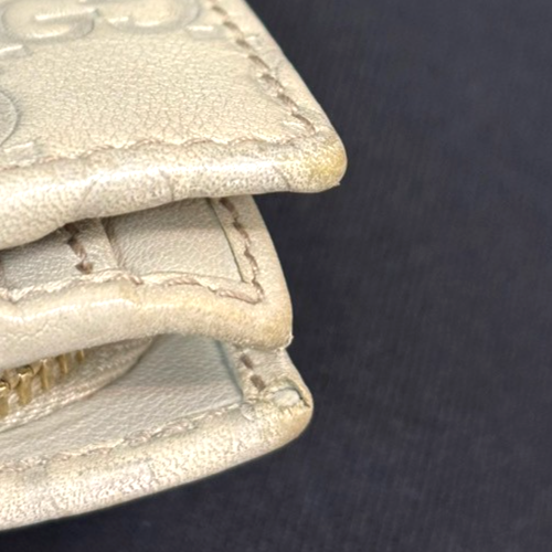 GUCCI GG Pattern Abbey Guccissima Bifold Wallet Leather Beige GHW Italy  05KD083
