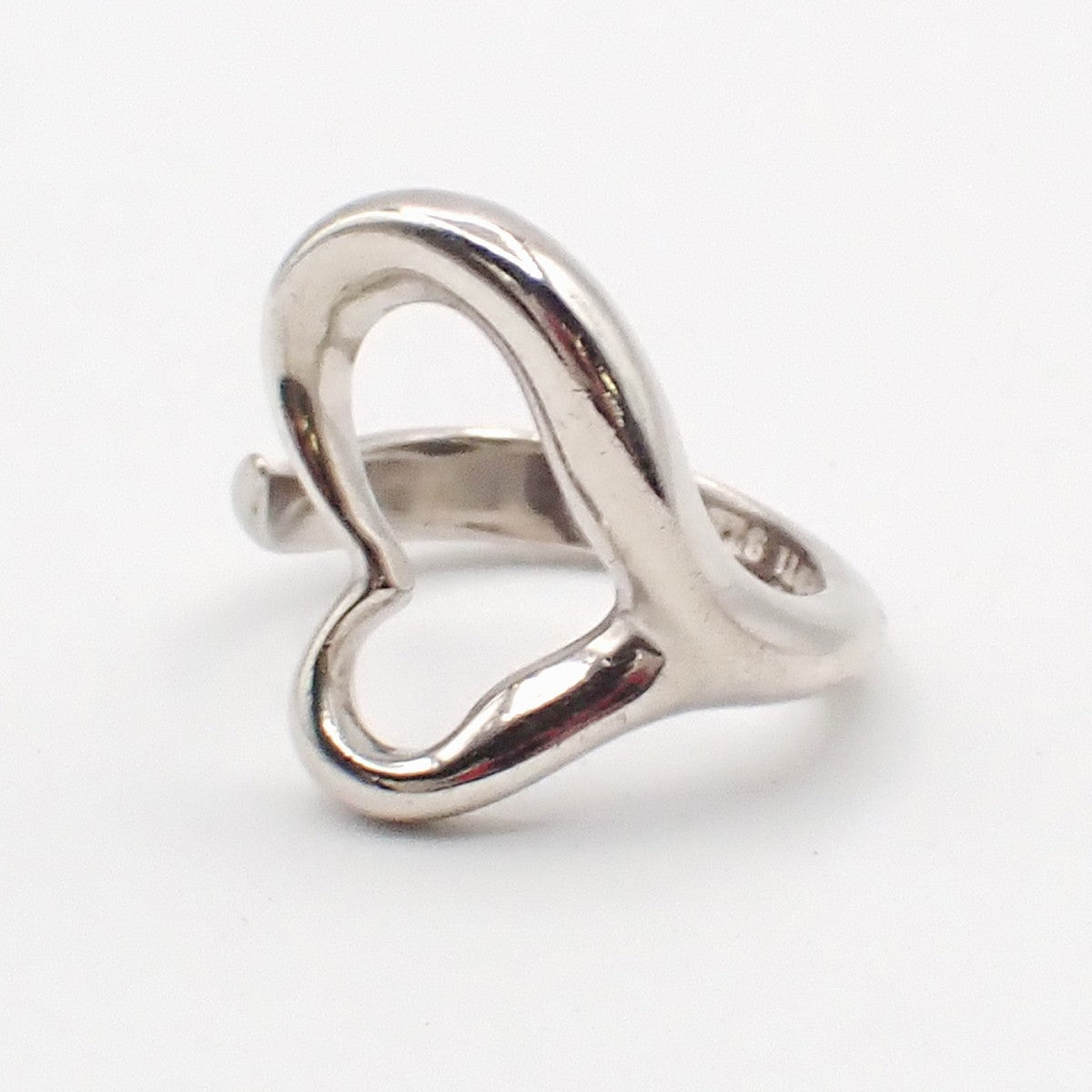 Tiffany & Co. Logo Elsa Peretti Open Heart Ring US5.5 Silver 925 09AA128