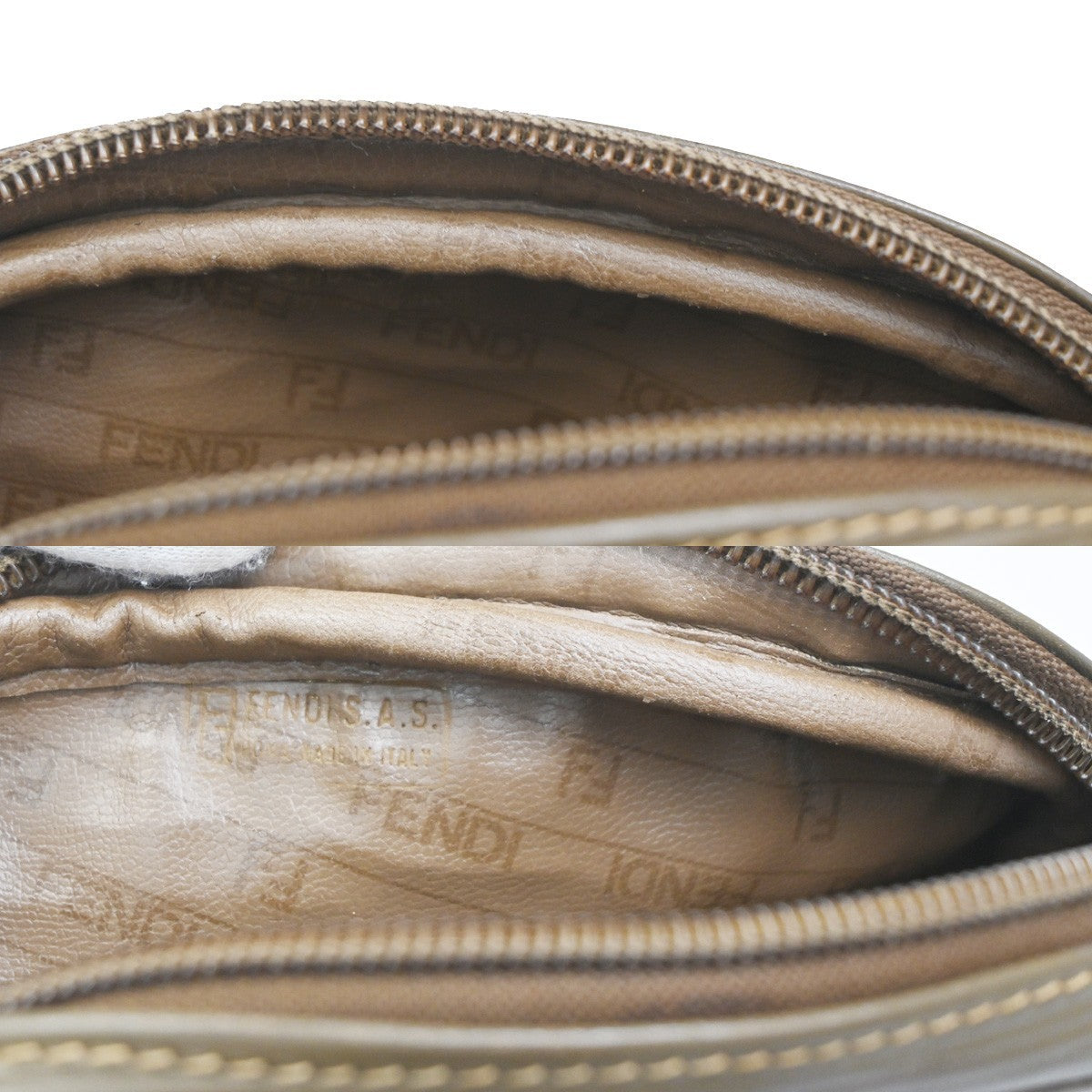 FENDI Logo Zucchino Pattern Mini Shoulder Bag PVC Leather Brown 62KC409