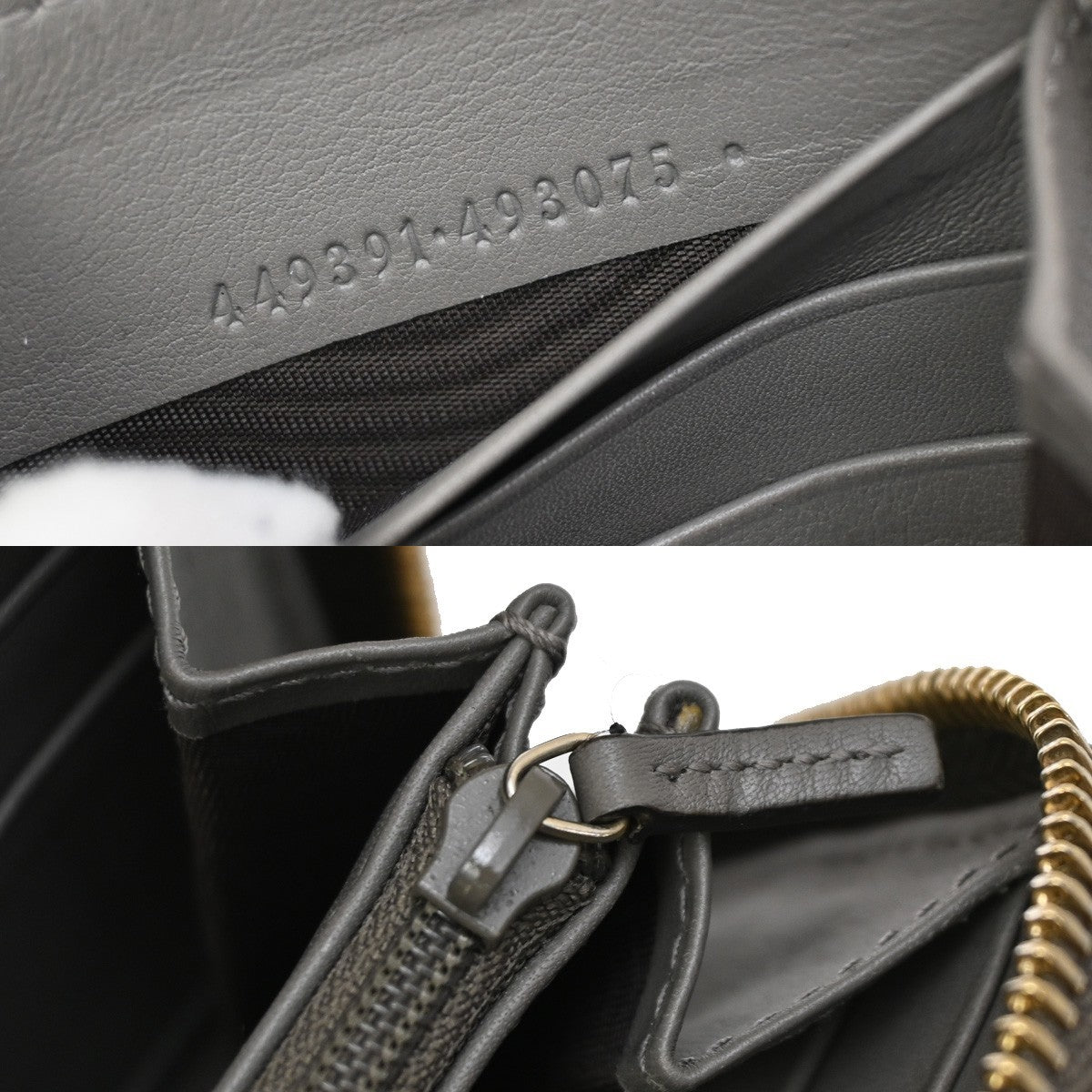 GUCCI Micro Guccissima GG Pattern Long Zipper Wallet Leather Black Gold 31KB287
