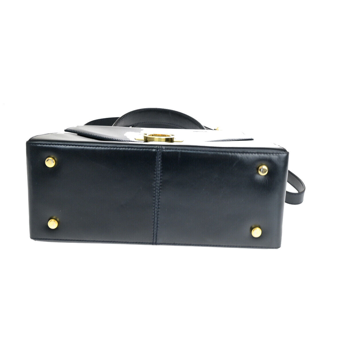 SALVATORE FERRAGAMO Logo Gancini 2Way Shoulder Hand Bag Leather Blue GHW 34YF576