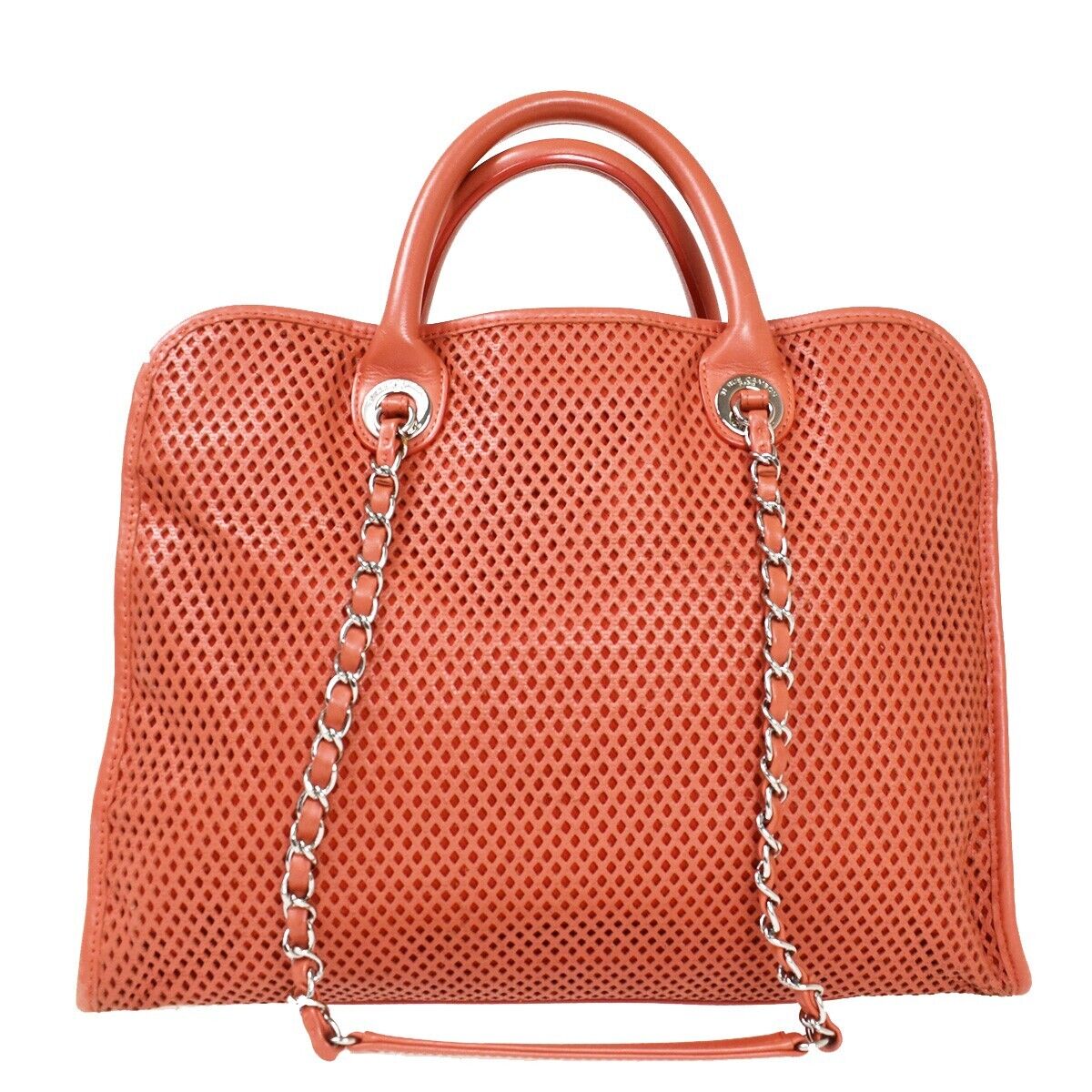 CHANEL CC French Riviera Chain 2Way Hand Bag Punching Leather ST SHW 687RH349