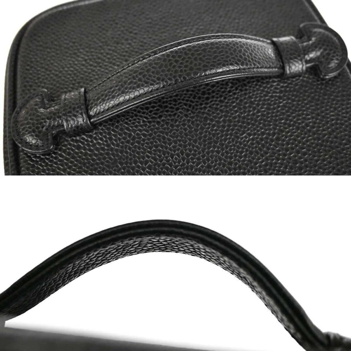 CHANEL CC Logo Vanity Cosmetic Hand Bag Caviar Skin Leather Black GHW 660RJ644