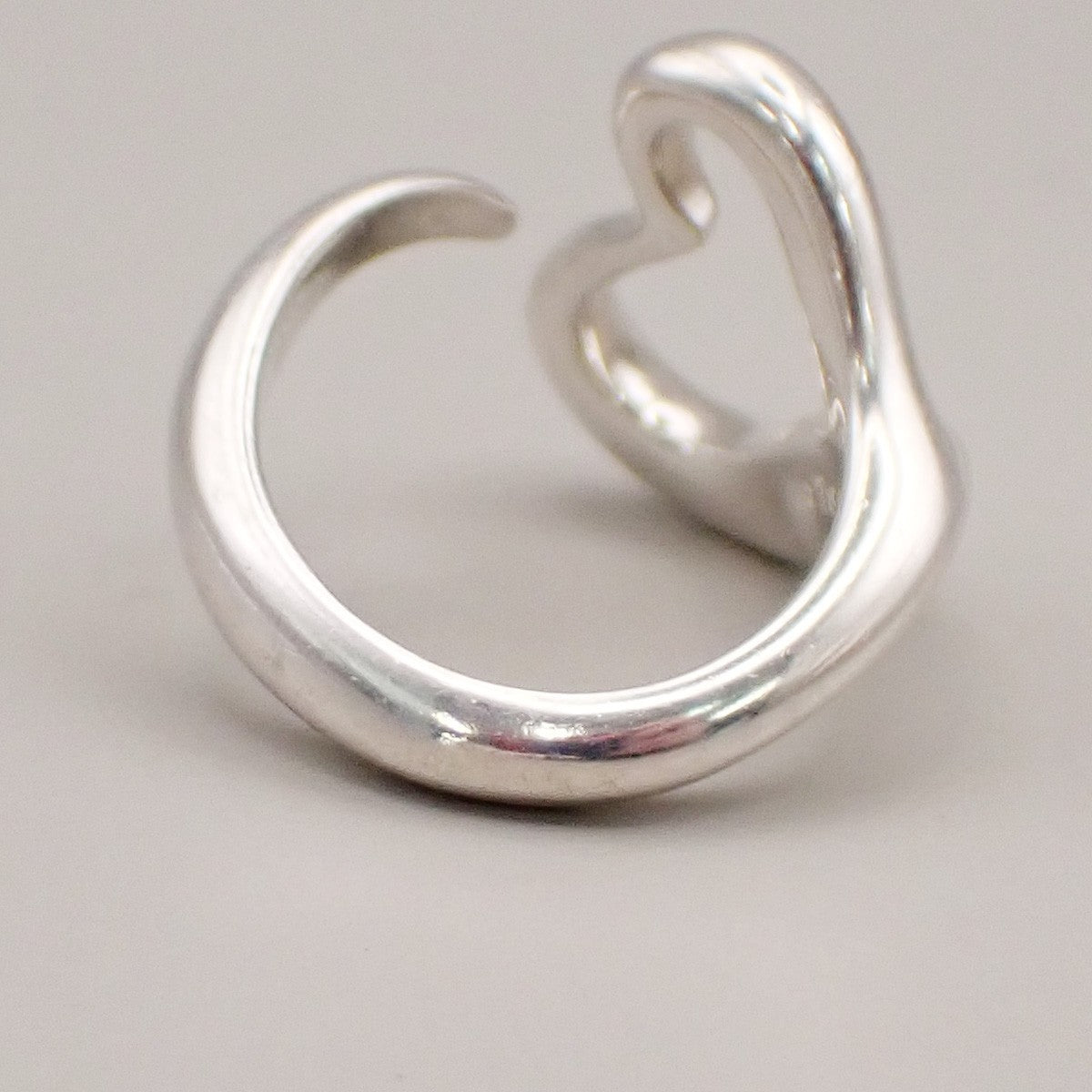 Tiffany & Co. Logo Open Heart Ring US #6 Silver 925 Elsa Peretti 09YH738