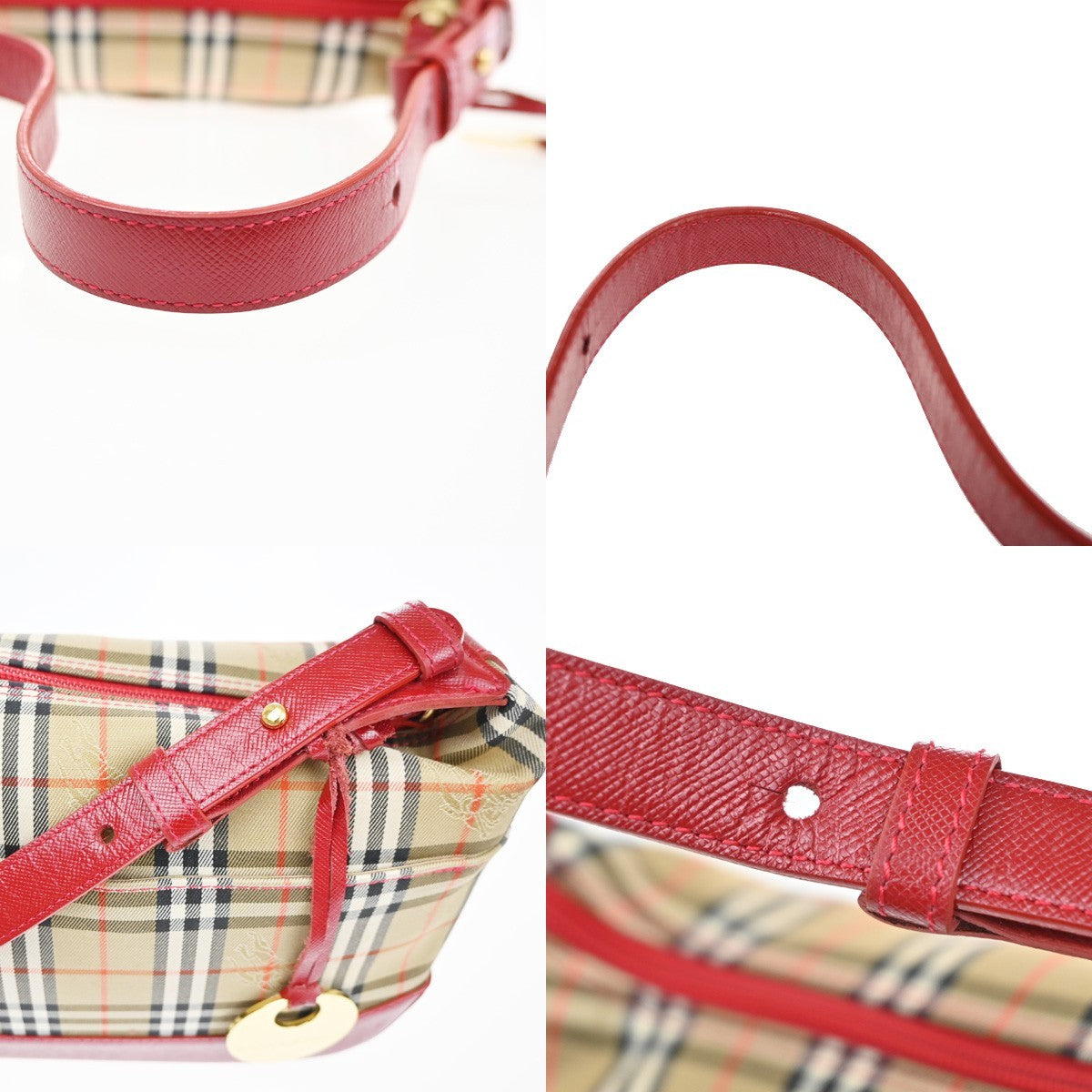 BURBERRY Logo Haymarket Check Shoulder Hand Bag Canvas Leather BE GHW 89RQ012