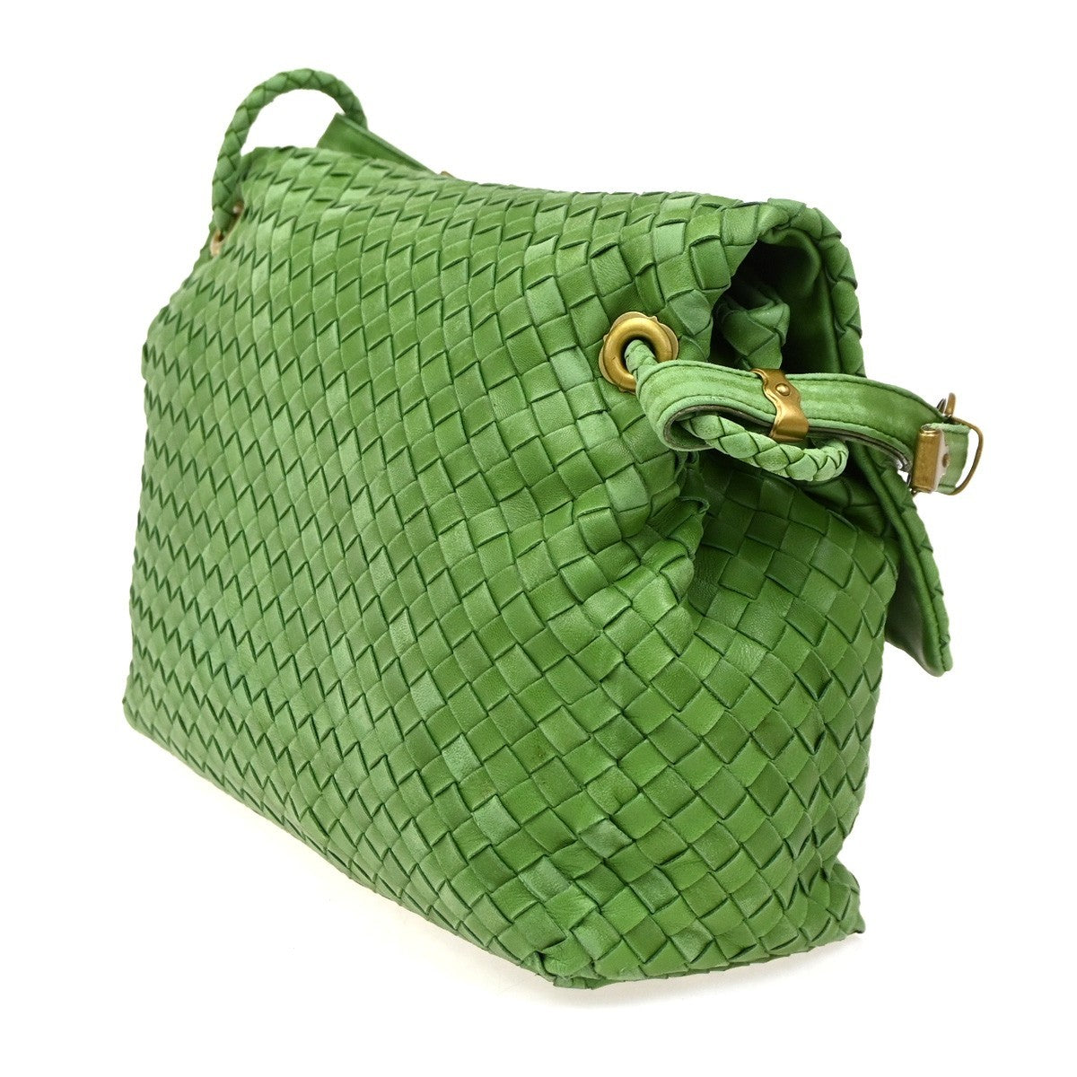 BOTTEGA VENETA Logo Nappa Intrecciato Shoulder Bag Leather Green Italy 11RL624