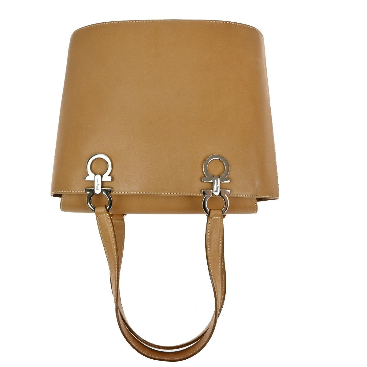 SALVATORE FERRAGAMO Gancini 2Way Shoulder Hand Bag Leather Brown Silver 36TA414