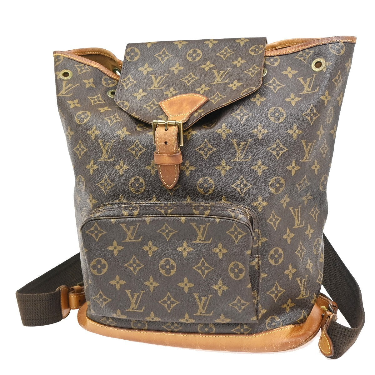 LOUIS VUITTON Montsouris GM Backpack Bag Monogram Leather Brown M51135 64ZA353