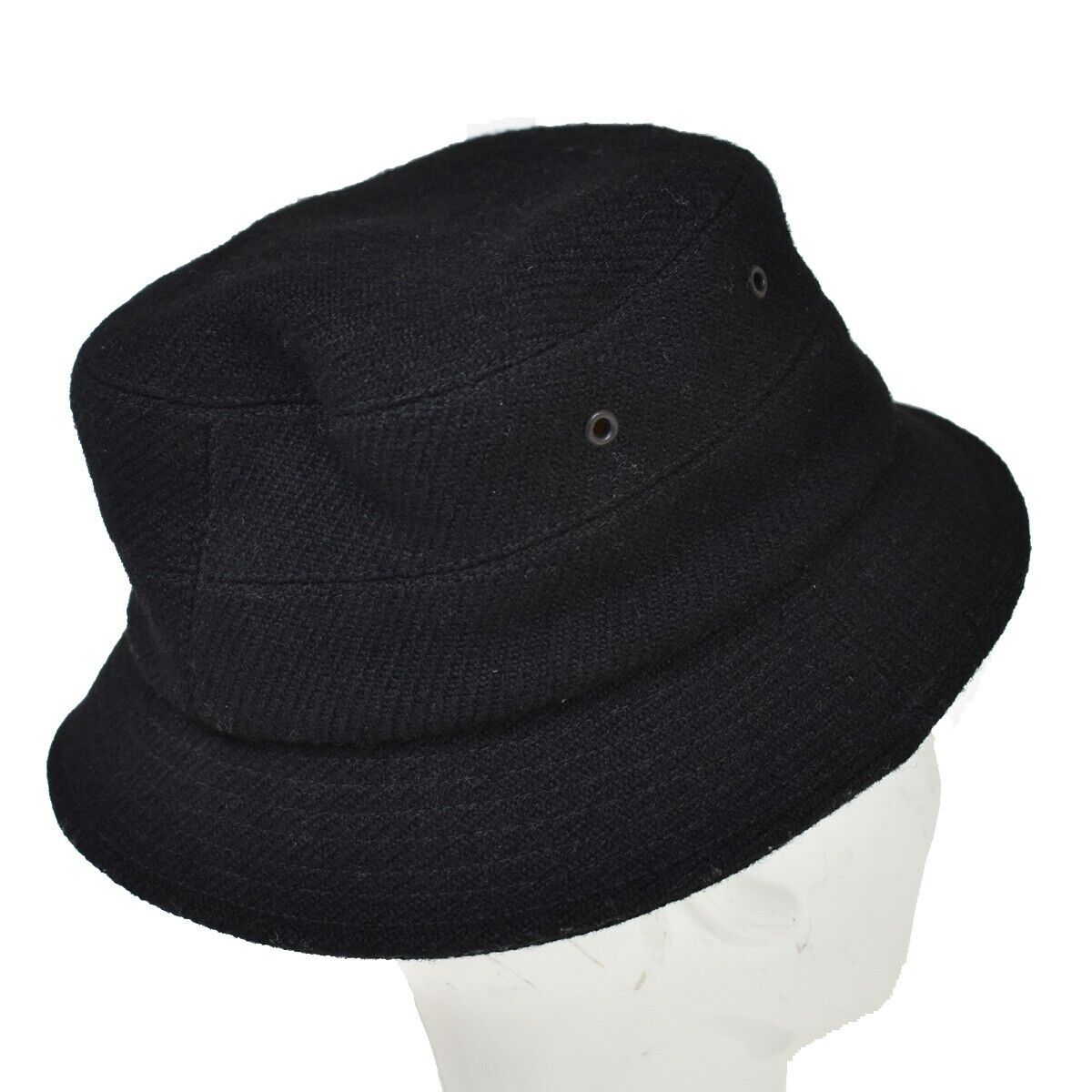 BURBERRY LONDON Logo Bucket Hat #M Cotton Wool Leather Black 04JH711