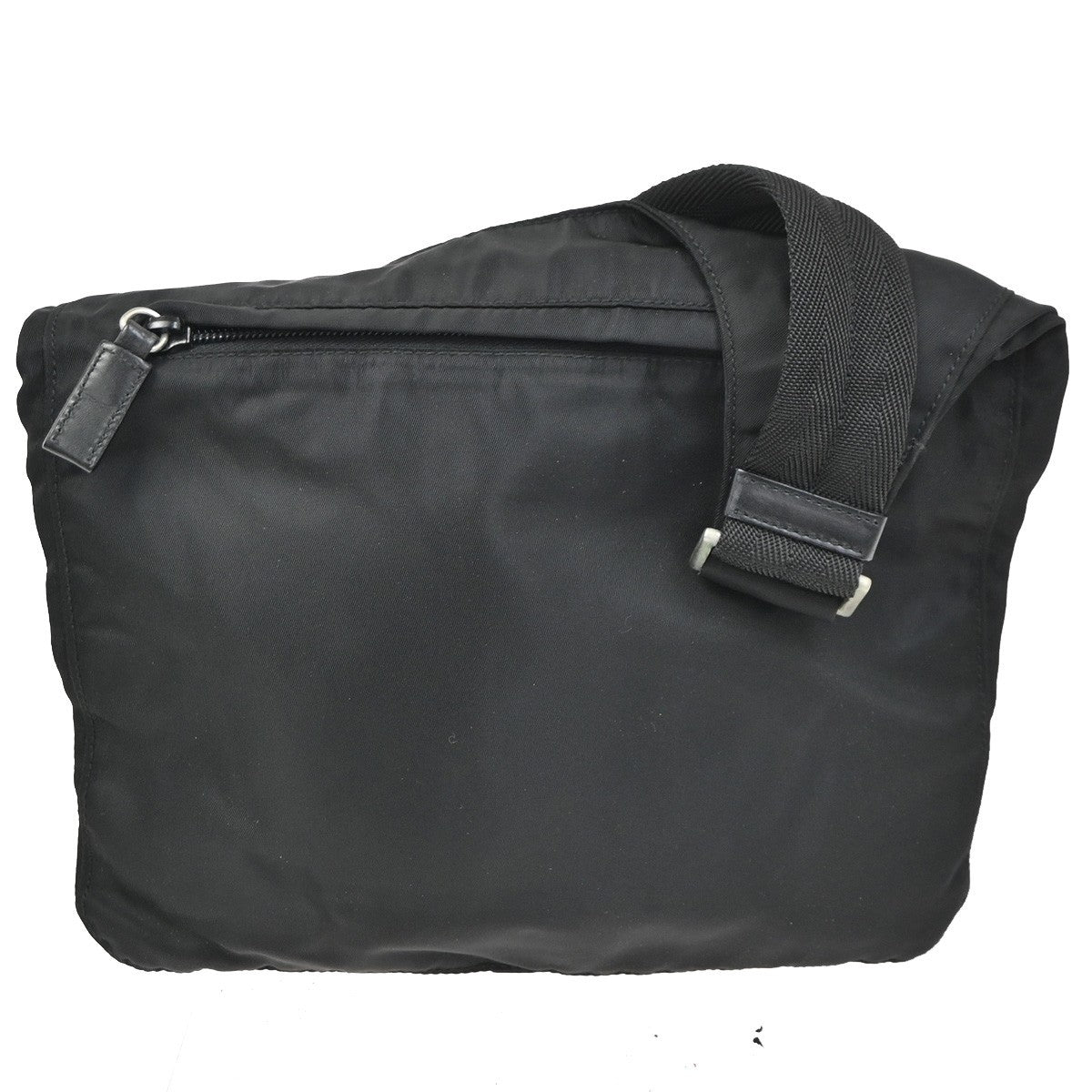 PRADA MILANO Logo Shoulder Bag Nylon Leather Black Silver Italy 87KC546