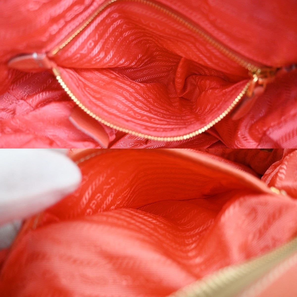 PRADA Logo Shoulder Tote Bag Leather Orange GHW Italy 34KP583