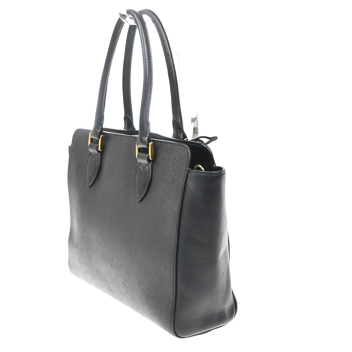 PRADA Logo Galleria Tote Hand Bag Saffiano Leather Black GHW 73PA039
