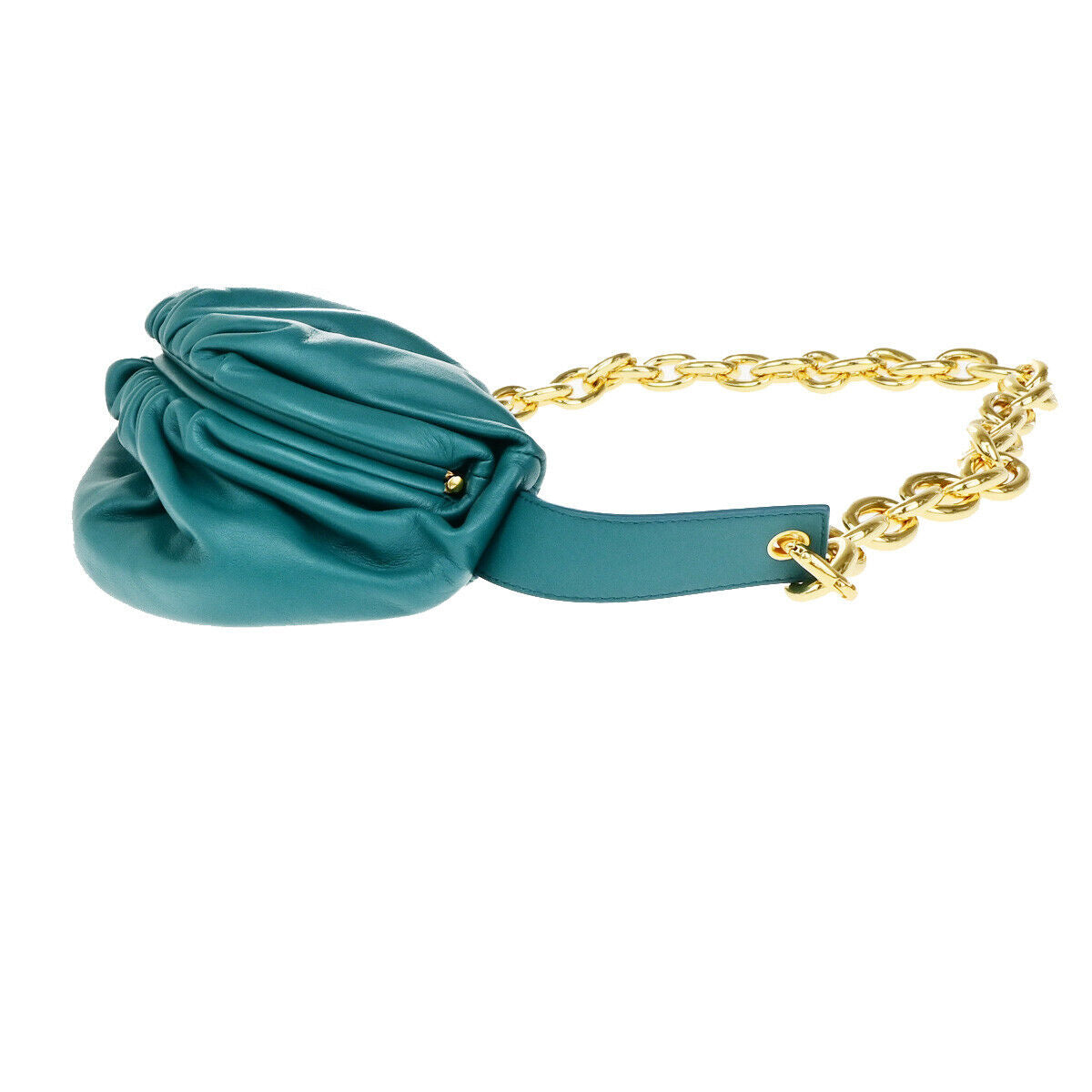 BOTTEGA VENETA Logo The Chain Pouch Body Shoulder Bag Leather Green GHW 609RK531
