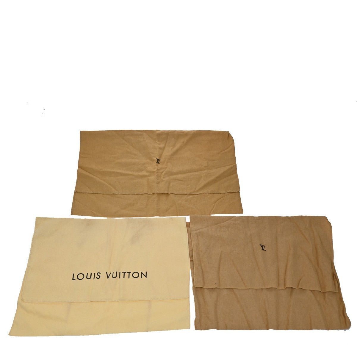 LOUIS VUITTON Logo 10 Set Dust Bag Drawstring Canvas Cotton Beige Brown 09KP113