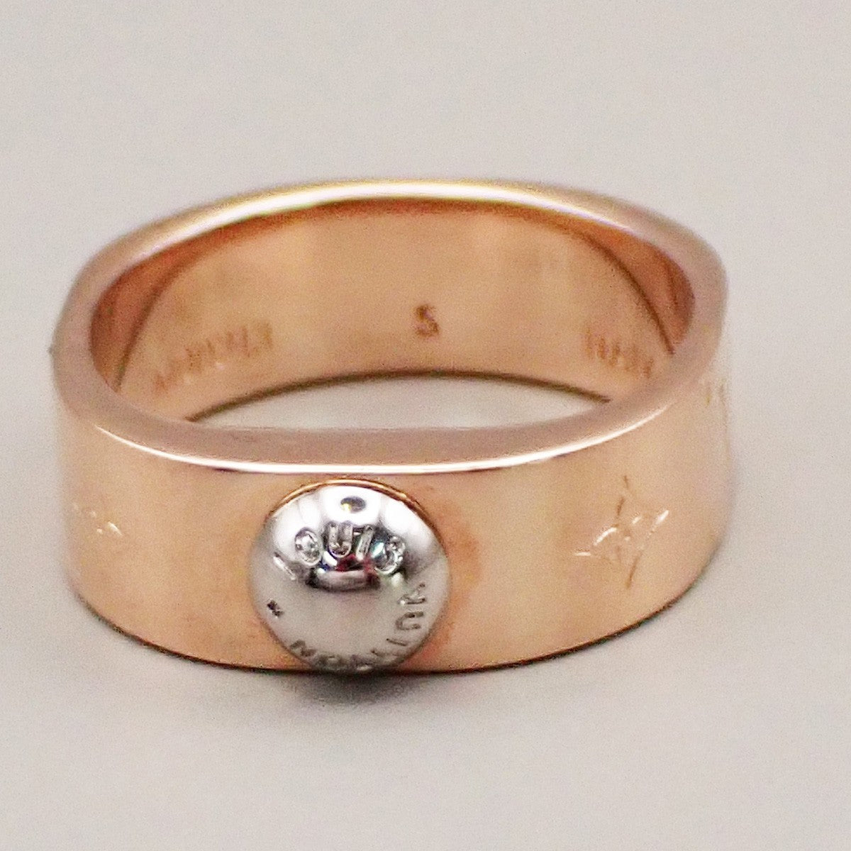 LOUIS VUITTON Nanogram Ring Size S Gold Silver M00213 Italy Accessory 30RF611