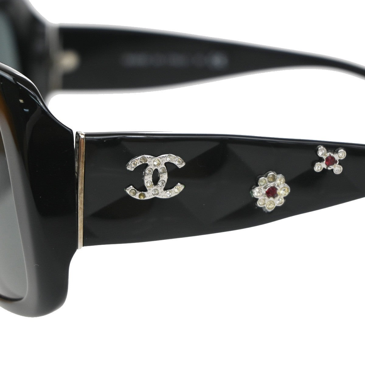 CHANEL CC Logo Sunglasses Eye Wear Rhinestone Plastic Black 5149-B-A  63RL484