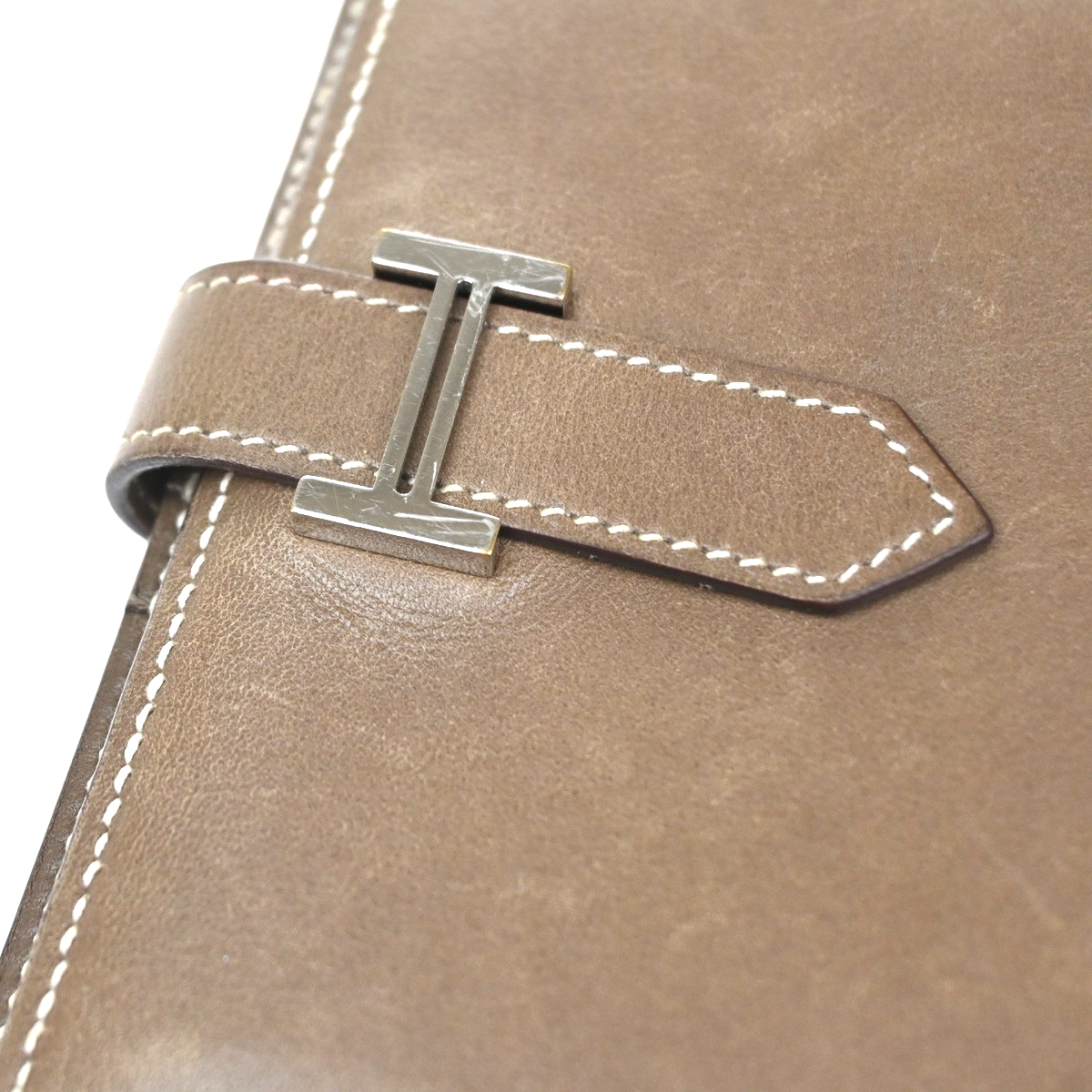 HERMES H Logo Bearn Compact Bifold Wallet Purse Swift Leather Brown SHW 87RQ018