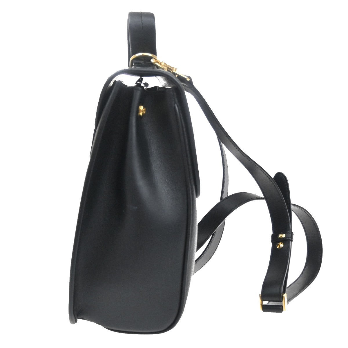 GUCCI Logo 2Way Shoulder Hand Bag Leather Black GHW Italy 12YJ154