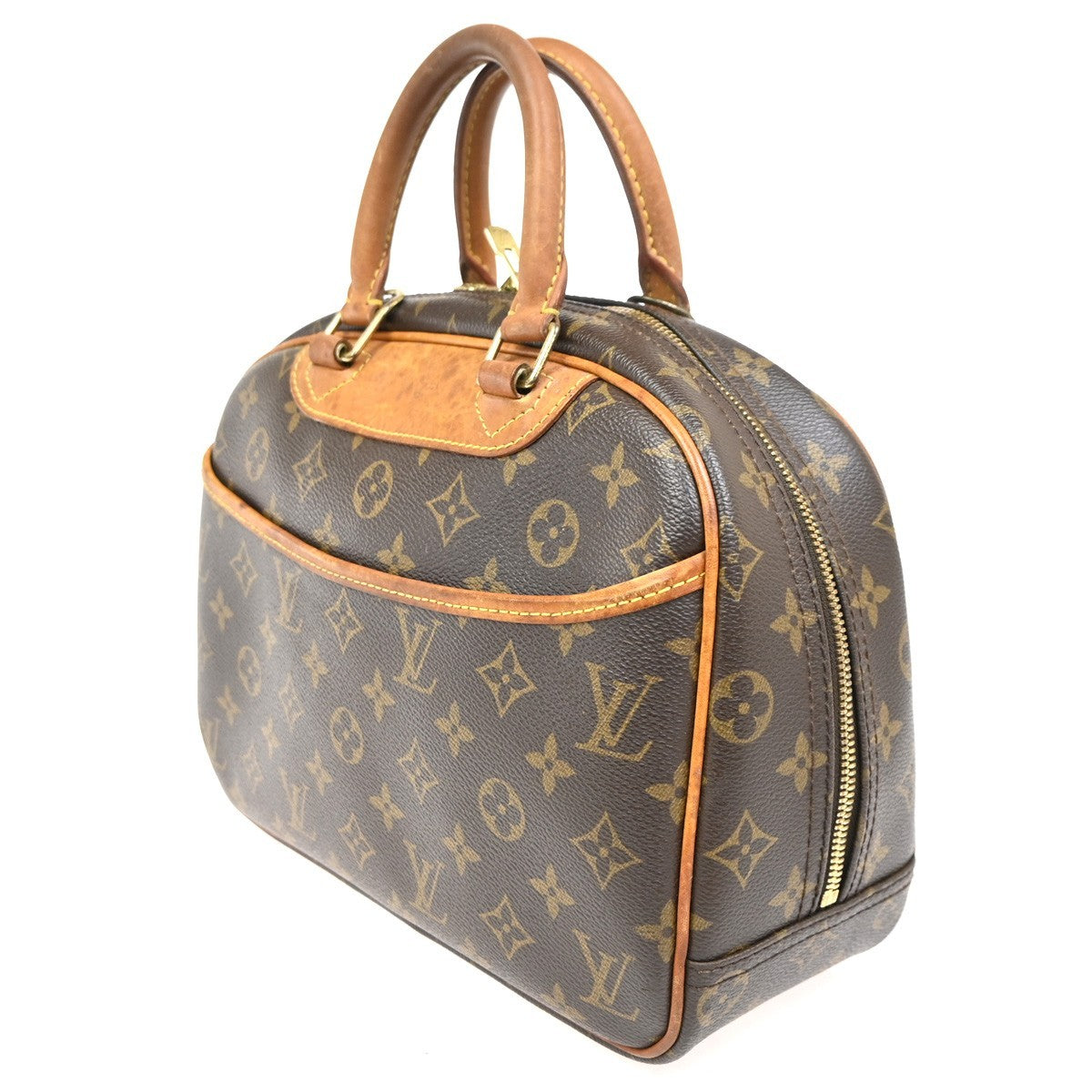 LOUIS VUITTON LV Logo Trouville Hand Bag Monogram Leather Brown M42228 86ZA185