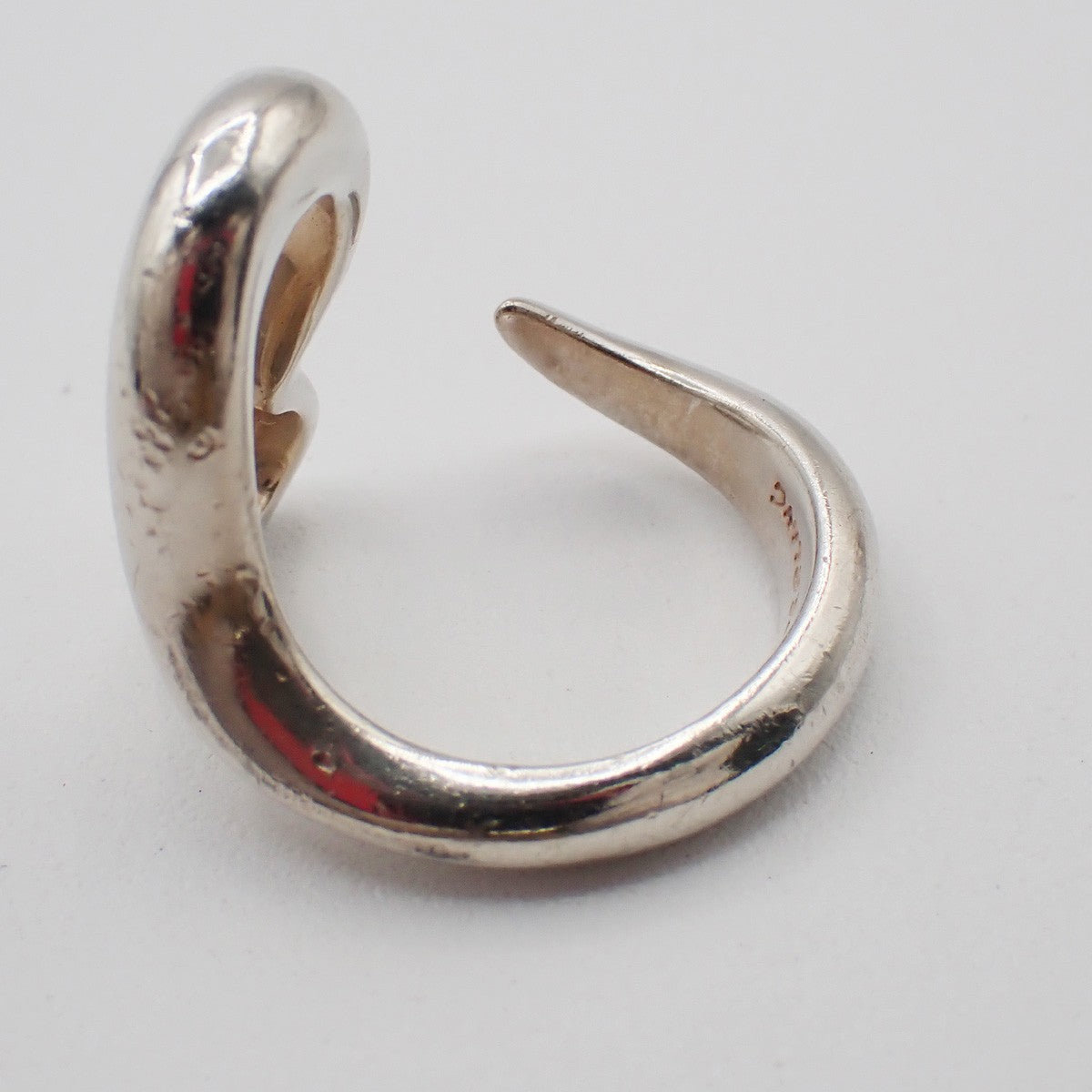 Tiffany & Co. Logo Open Heart Ring US 6 Silver 925 Elsa Peretti 09EF900